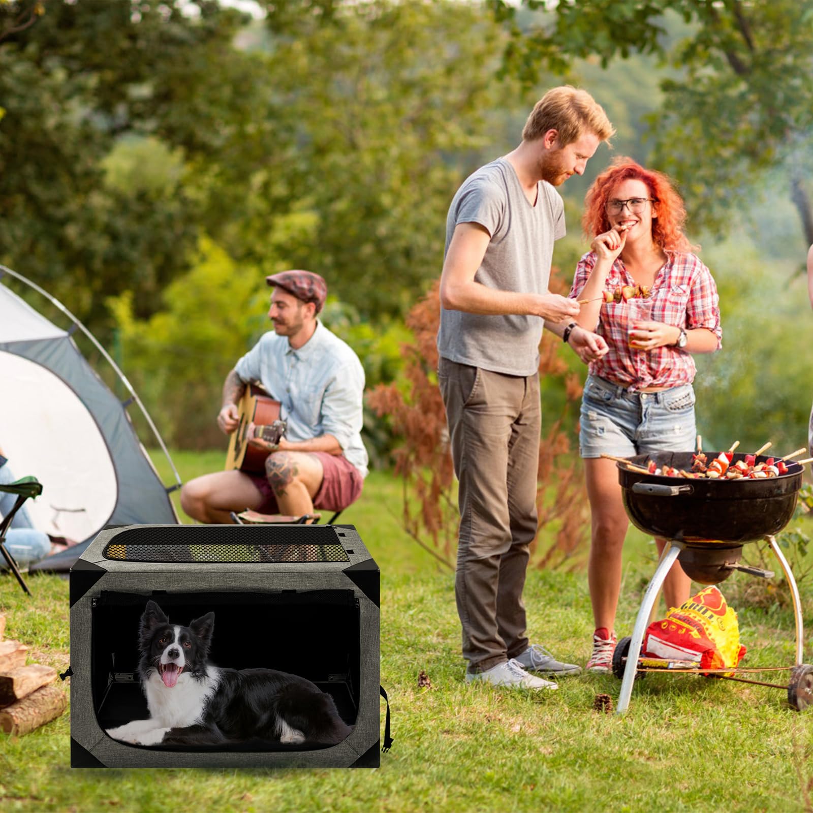 36X25X25 Inch Dog Crate, Large Dog Crate For Large Or Medium Dogs, Portable And Foldable Design Of Dog Cage, Perfect For Travel