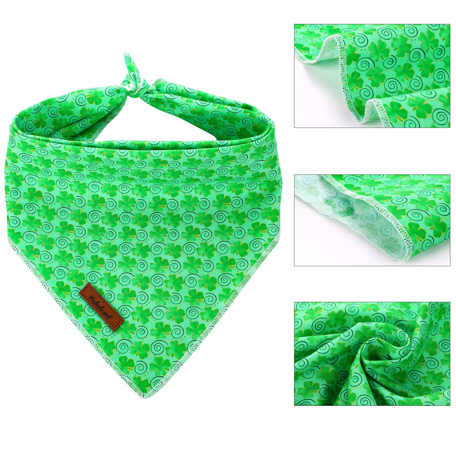 Babole Pet St.Patrick'S Day Dog Bandanas, 1Pc Green Clover Washable Square Dog Scarfs For Small Medium Large Dogs Adjustable Dogs Bib Scarfs For Girl And Boy(L)