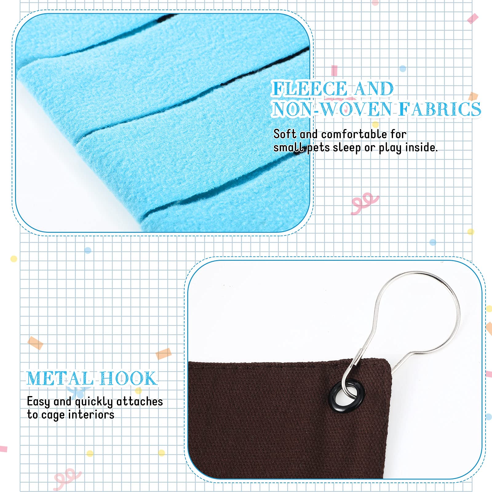 2 Pieces Guinea Pig Hideout Small Animal Corner Fleece Hideaway Cute Ferret Hammock And Sleeping Bed For Ferrets Chinchillas Small Pets (Brown With Blue, Black With Orange-Brown, Leopard)