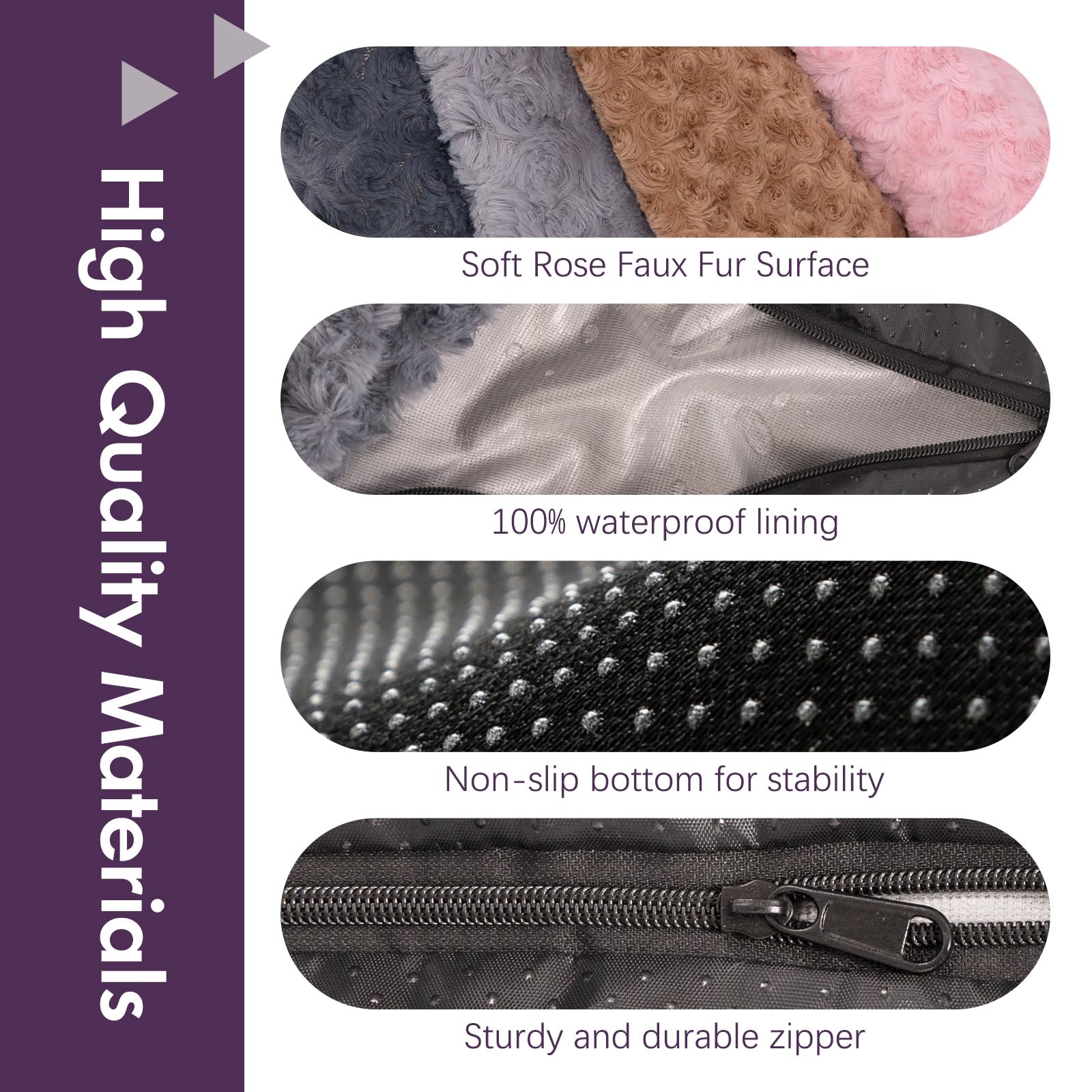 Faux Fur Dog Bed Covers (2-Pack) - Ultra Soft Rose Velvet, Removable & Washable, Cozy & Durable, X-Large Pet Bed Cover Only (No