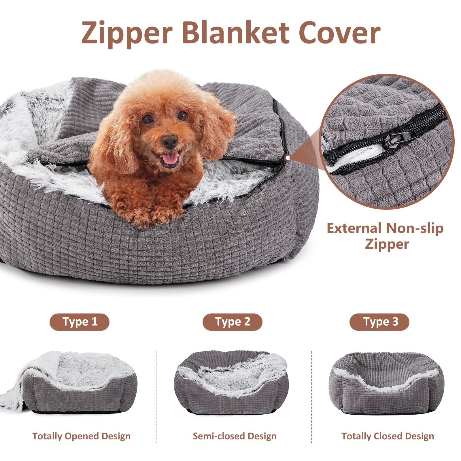 Mixjoy Dog Beds For Small Dogs, Rectangle Cave Hooded Blanket Puppy Bed, Luxury Orthopedic Cat Beds For Indoor Cats, Warmth And