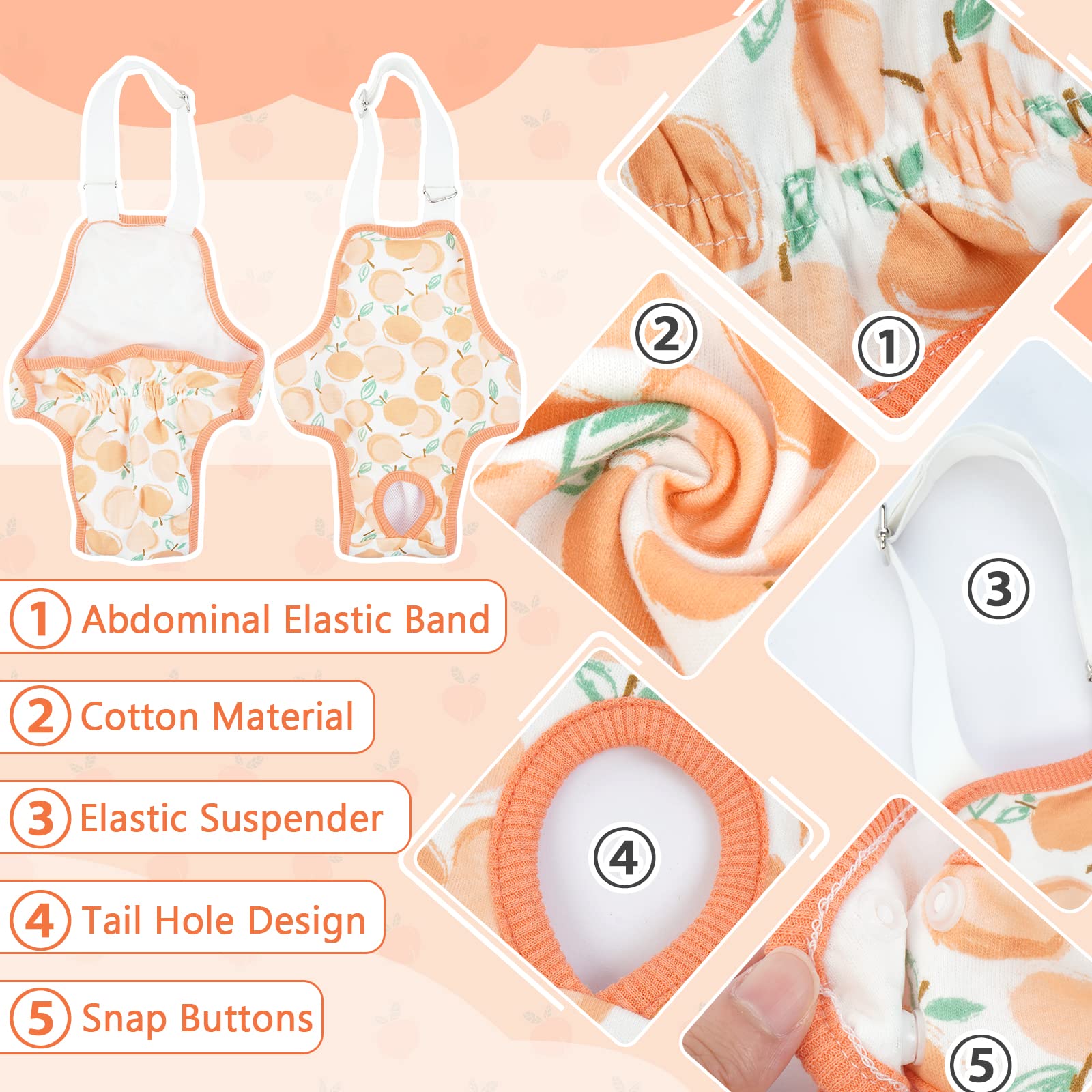 Qbleev Dog Diapers Female Washable Sanitary Pantie With Adjustable Suspender, Reusable Doggie Diapers For Male Girl Dogs In Heat