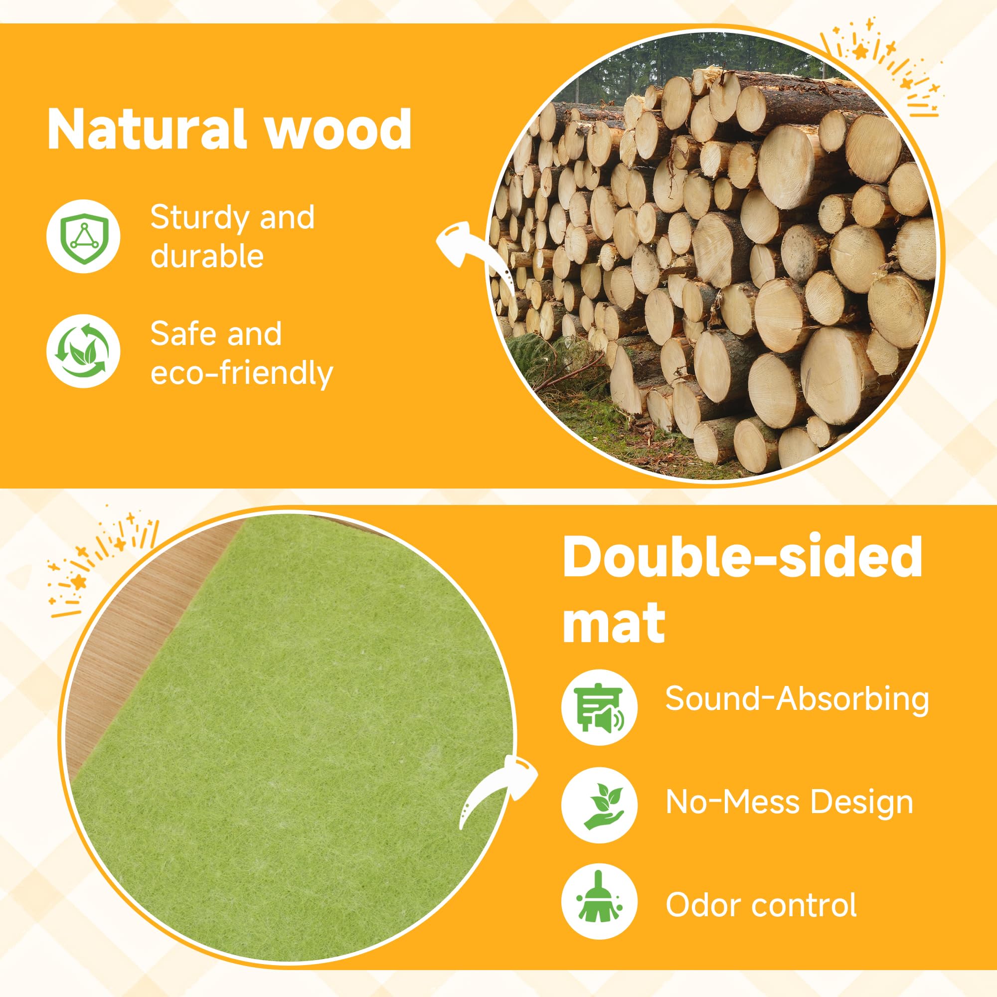 Wooden Guinea Pig Hideout Castle With Stairs,Small Animal Bed Hut Habitats Spacious 2-Level Detachable Small Pet House For Rabbi