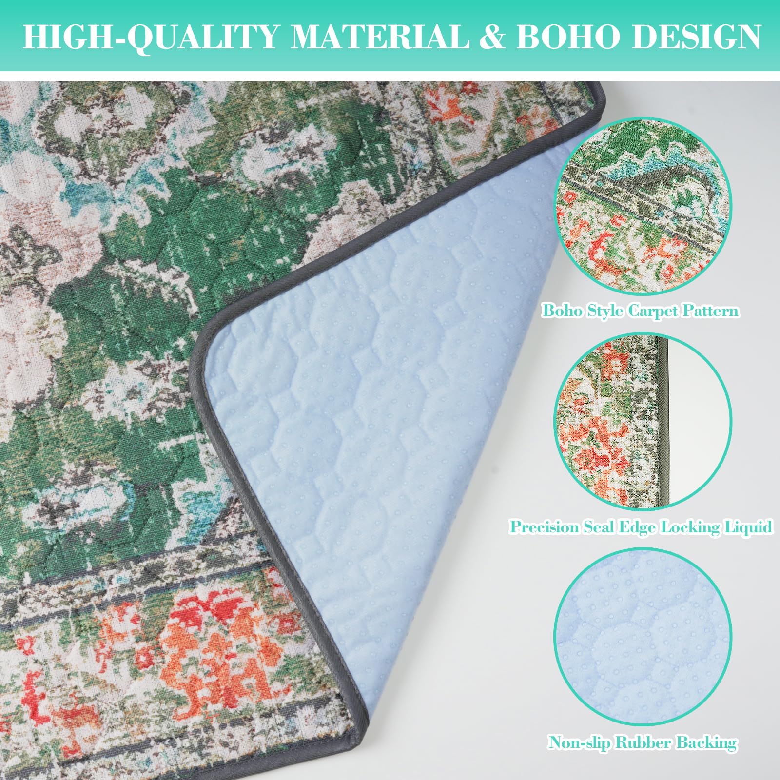 Non-Slip Dog Washable Pee Pad Extra Large 72 x 72, Boho Rusable Pee Pad for Dogs, Pet Training Pad for Playpen Mat, Waterproof D