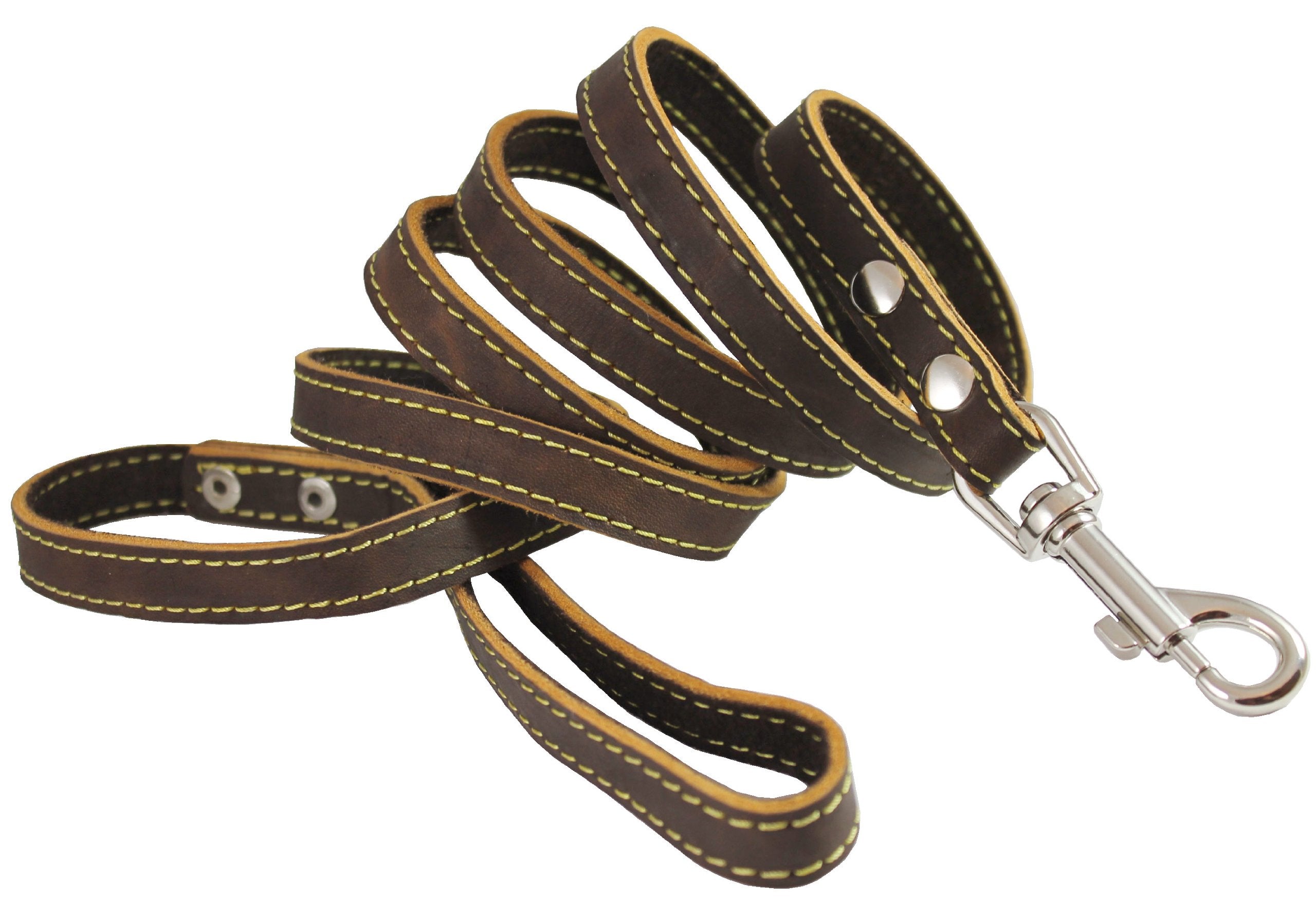 Genuine Thick Leather Dog Leash 5/8' Wide 6 Ft, Medium, Large