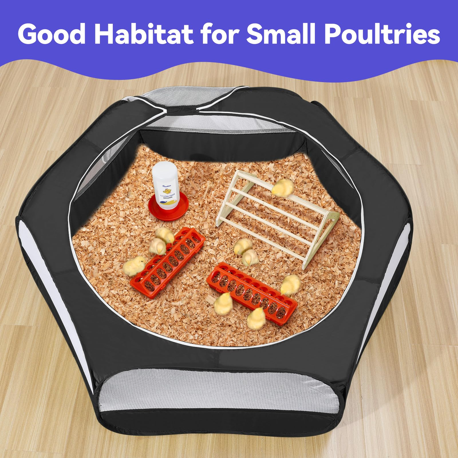 Pawaboo 5-in-1 Chicken Brooder Box for Chick Starter Kit, Includes Pet Cage Tent, Chicks Perch, Chicks Feeder, 1.1L Chick Watere