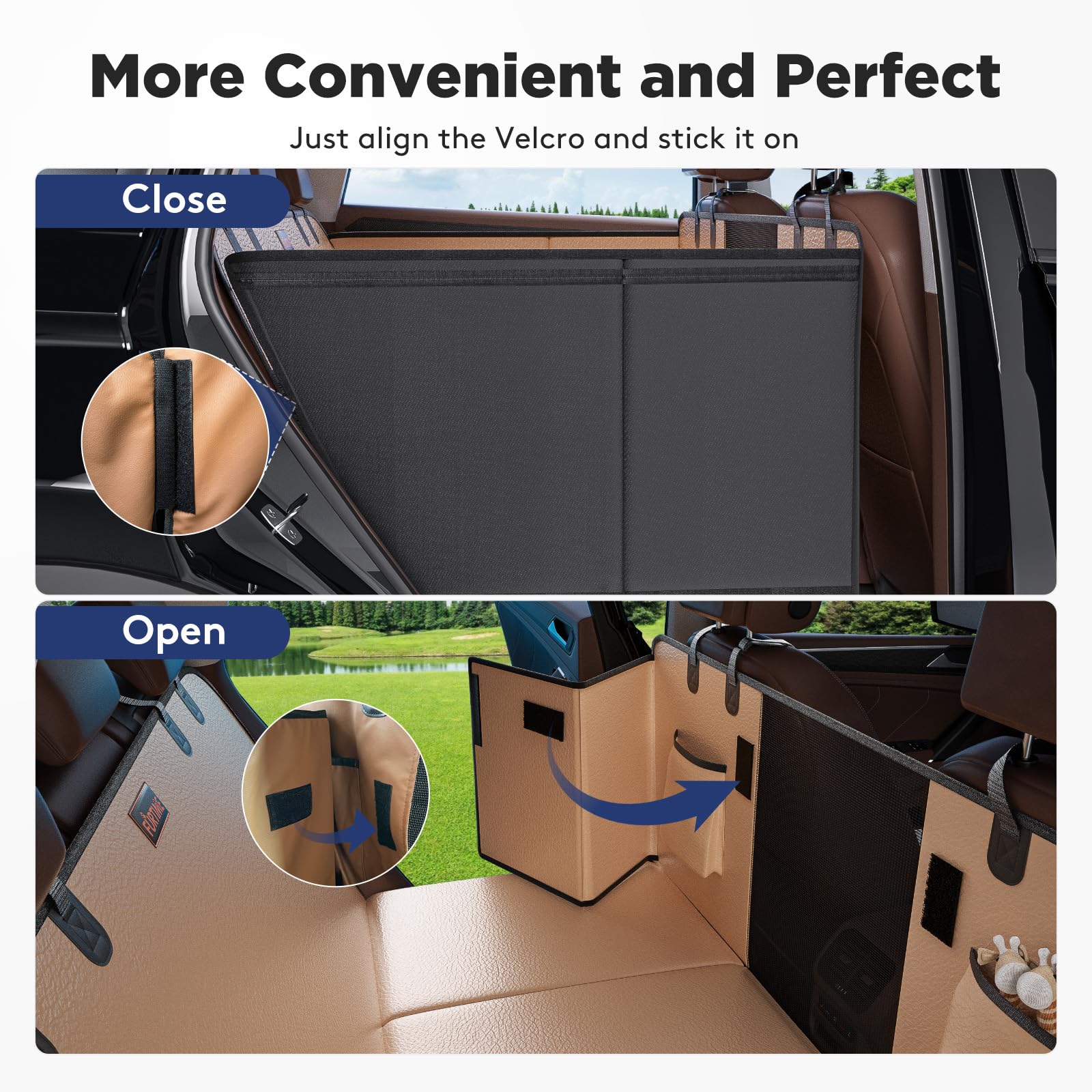 Furtime Dog Car Seat Cover For Back Seat, Upgraded Pu Leather Back Seat Extender With Hard Bottom Holds 400Lbs, Waterproof Anti-