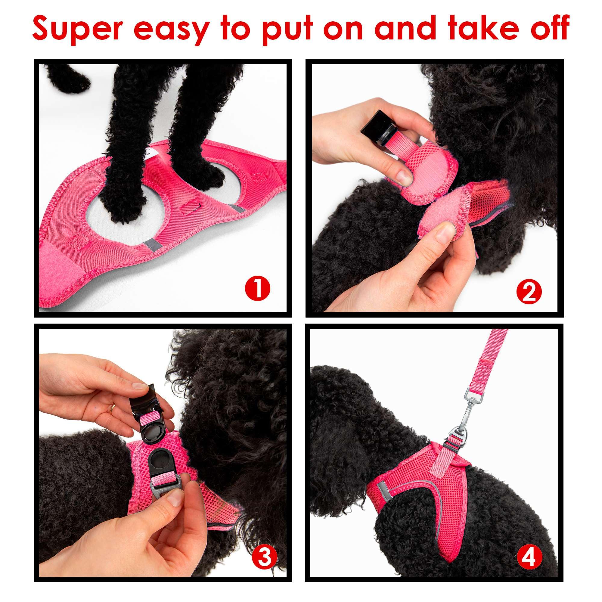 Tailpetz Xs Dog Harness Pink, Adjustable Step in No Pull Dog Harness Small Sized Dog, Reflective Puppy Harness for Puppy Trainin