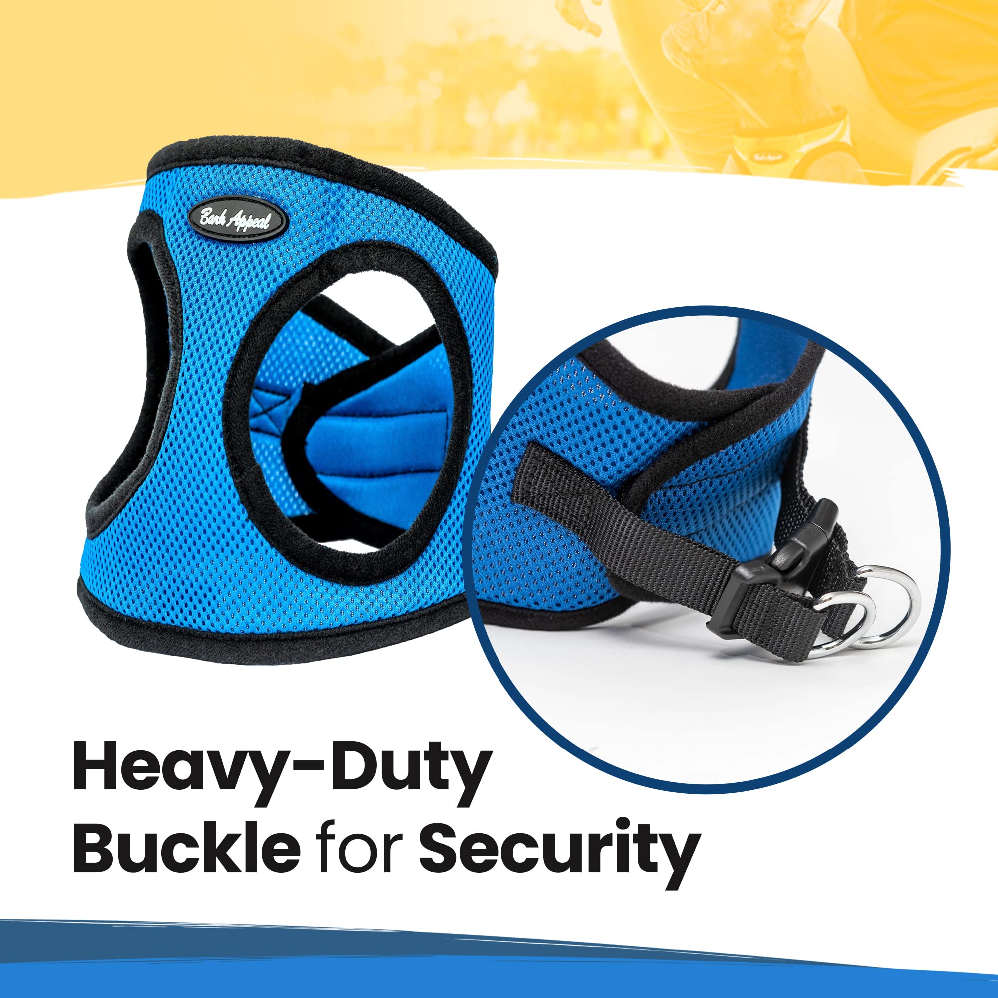 Bark Appeal Step-In Dog Harness, Mesh Step In Dog Vest Harness For Small & Medium Dogs, Non-Choking With Adjustable Heavy-Duty Buckle For Safe, Secure Fit - (Small, Blue)