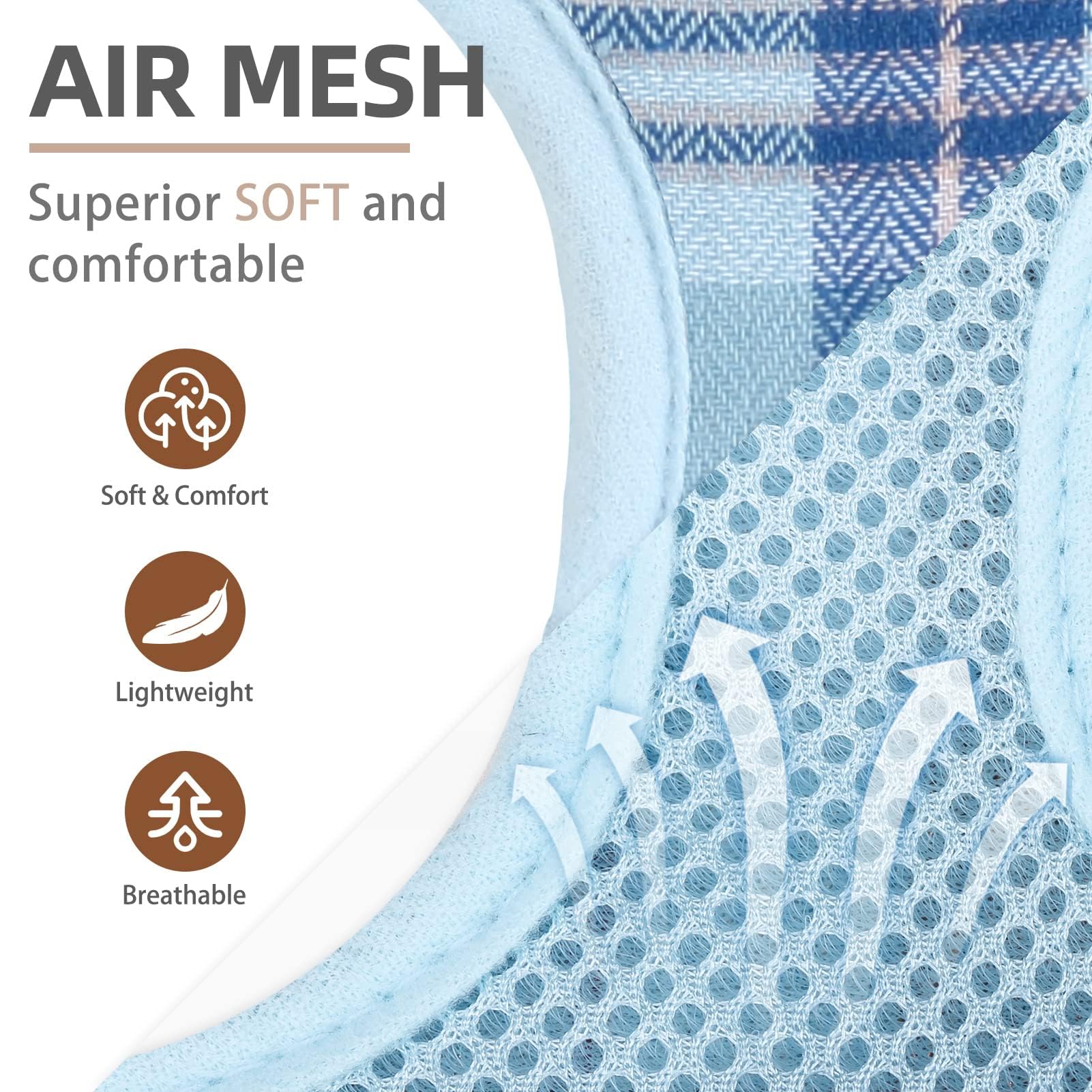 Pupteck Adjustable Dog Harness Collar And Leash Set Step In No Pull Pet Harness For Small Medium Dogs Puppy And Cats Outdoor Walking Running, Soft Mesh Padded Reflective Vest Harnesses, Blue L