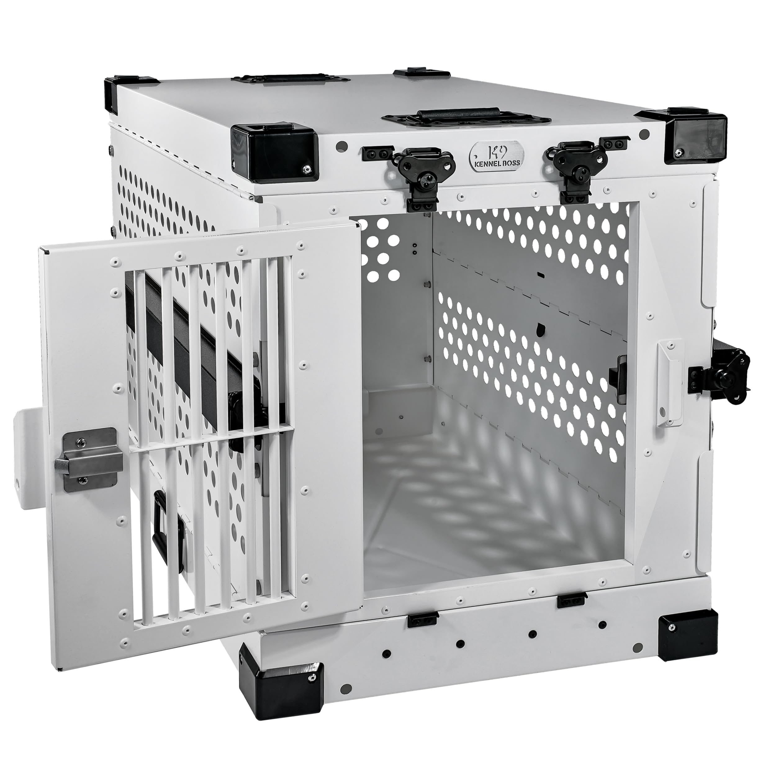 K9 Kennel Boss - Heavy Duty Fully Collapsible Powder-Coated Aluminum Dog Crate - Small (White)