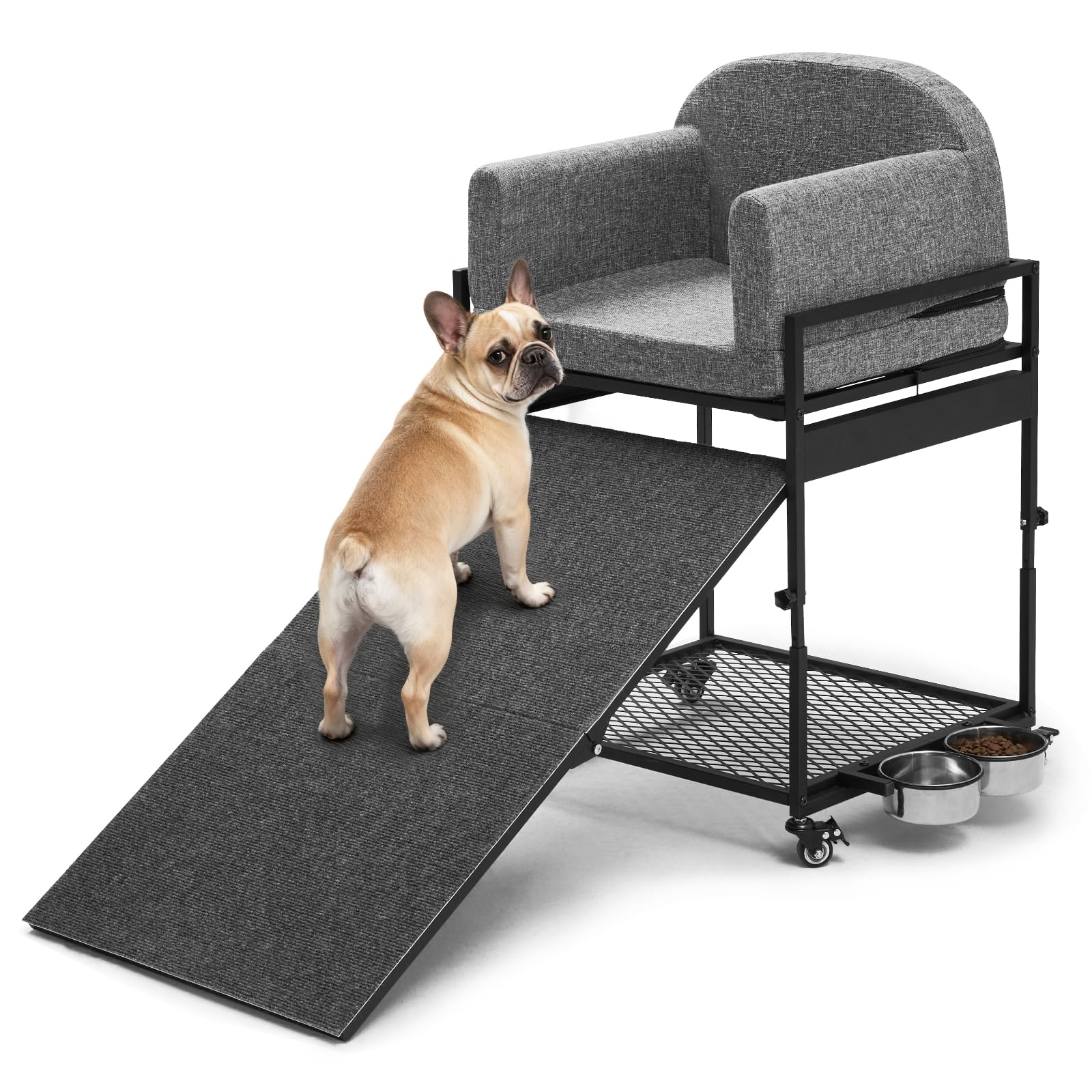 Dog Stairs Ramp, Seatmate Chairs for Dogs, Adjustable Two-Folded Extra Wide Seat Mate Chair Ramps, Non-Slip Dog Window Perch wit
