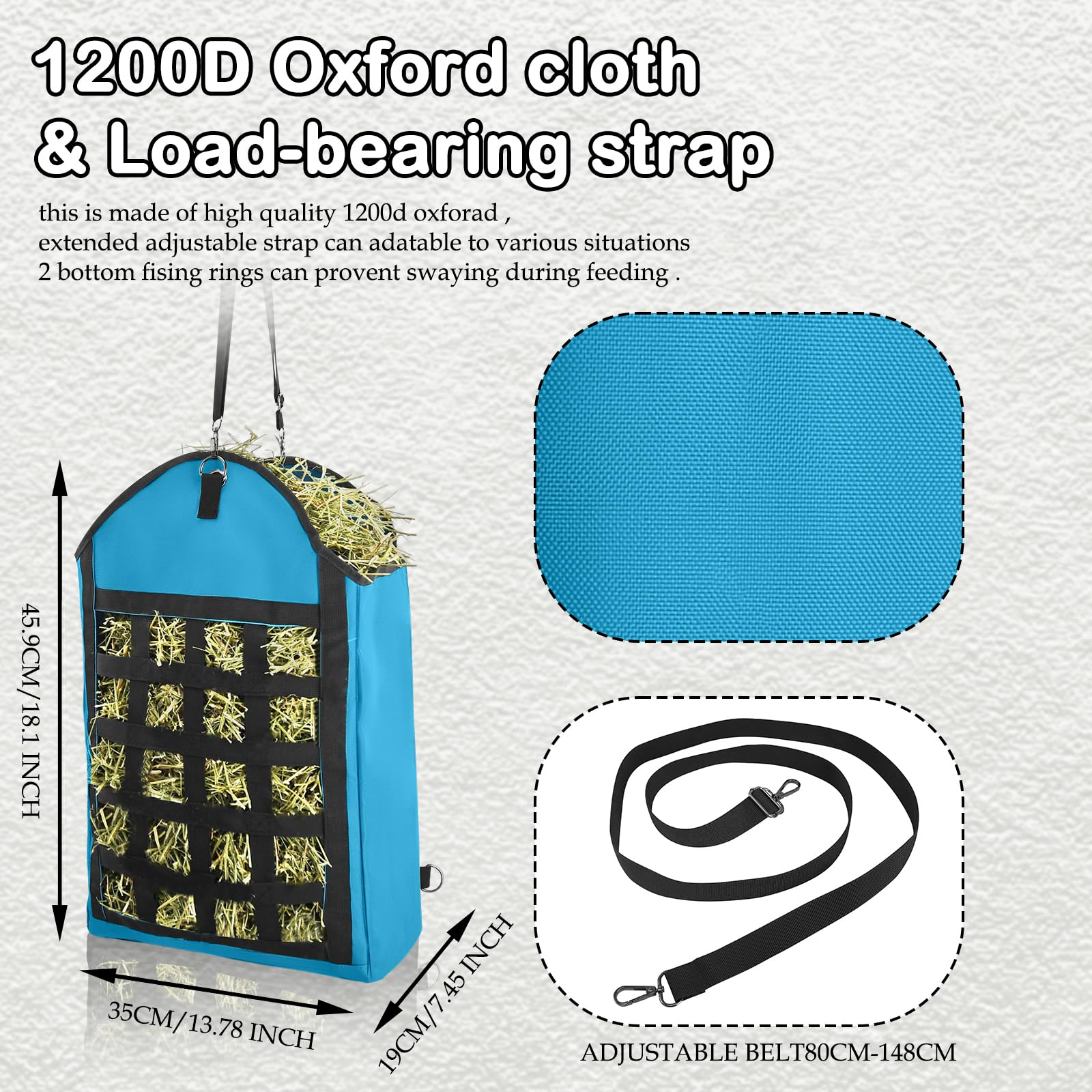 HDYEGY 2 Pack Hay Bag for Horse,Heavy Duty 1200D Oxford Slow Feeder Hay Bag with Front Hay Nets Design Horse Feeding Bag with La