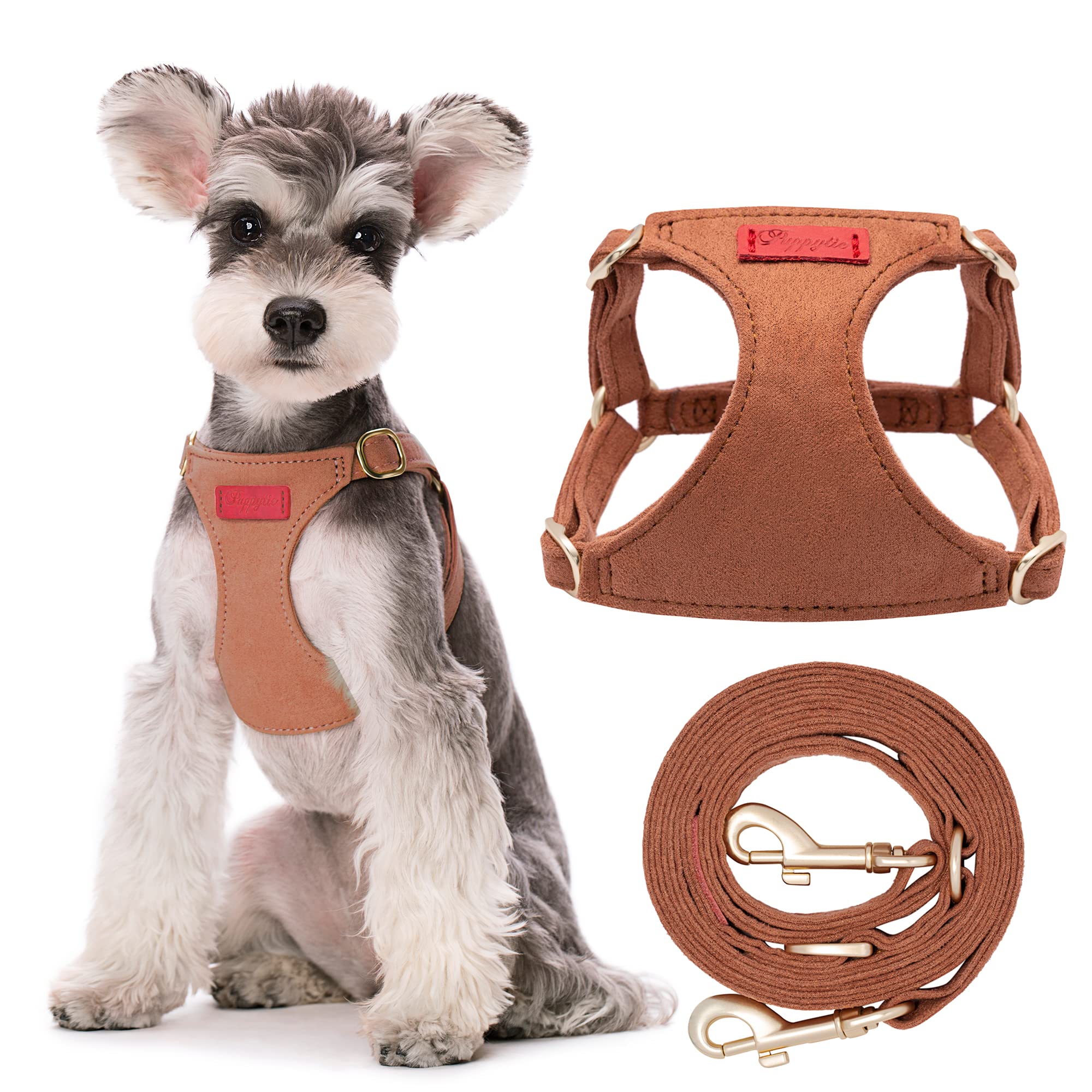 No Pull Dog Harness With Multifunction Dog Leash,Soft Adjustable No Choke Escape Proof Pet Harness Vest For Medium Dogs Or Large Dogs,Brown Caramel,M