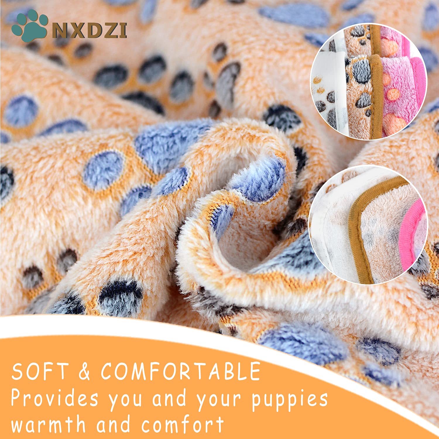 Dog Blankets For Large Dogs, 3 Pack Dog Blanket Washable 41'' X 31'', Fuzzy Soft Pet Mat Throw Cover For Kennel Crate Bed, Cute