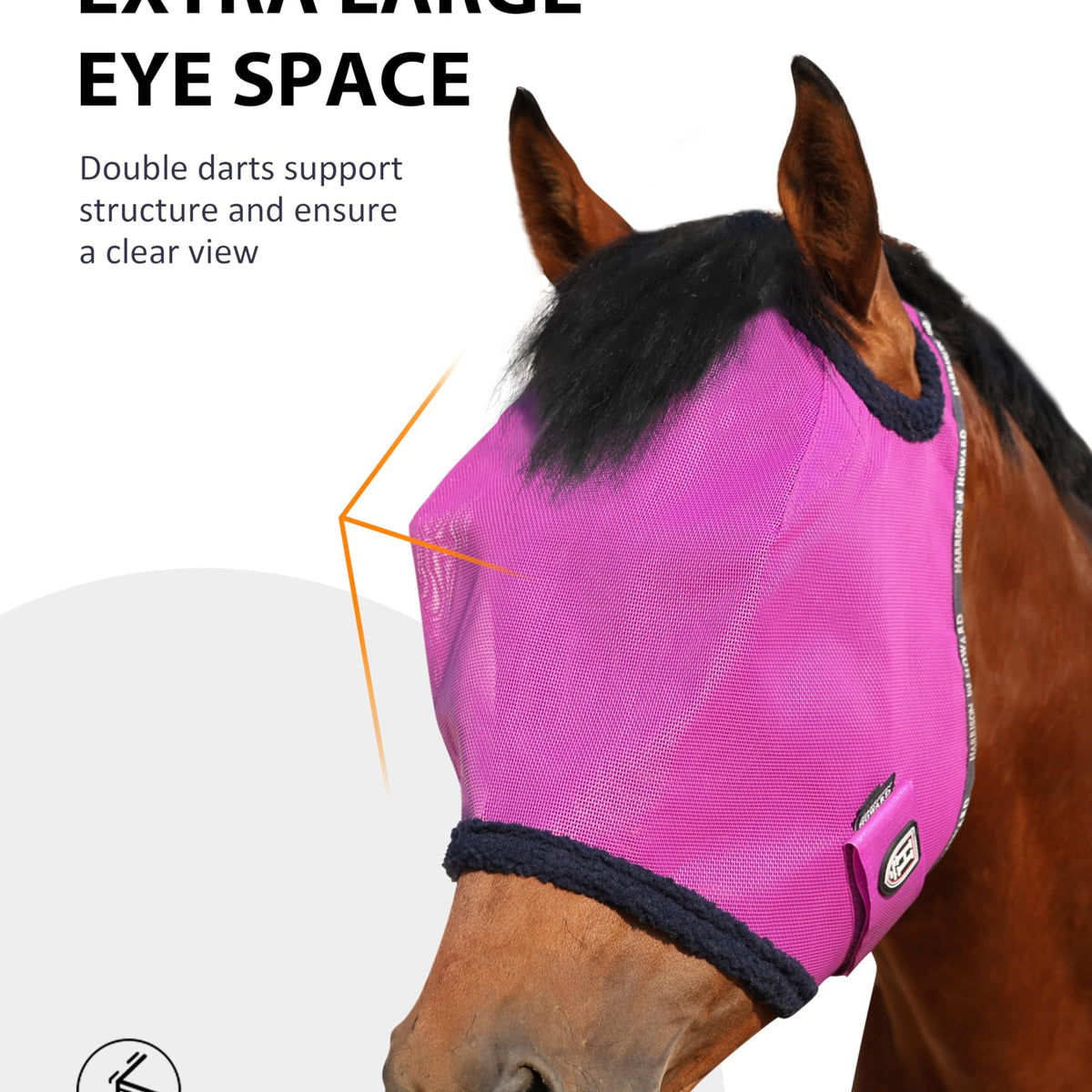 Harrison Howard All Round Mesh Horse Fly Mask UV Protective with Fleece ...
