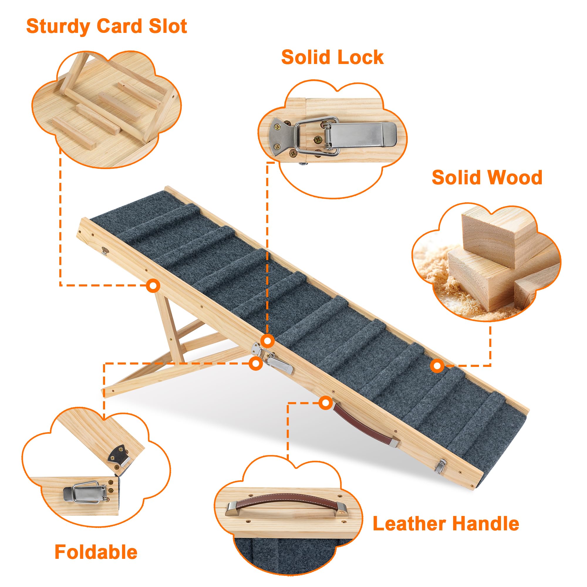 Clikuutory 2025 Upgraded Dog Ramp for Couch, 39.4 Foldable Small Dog Ramp for Bed, 4 Adjustable Height from 13 to 22, Portable S