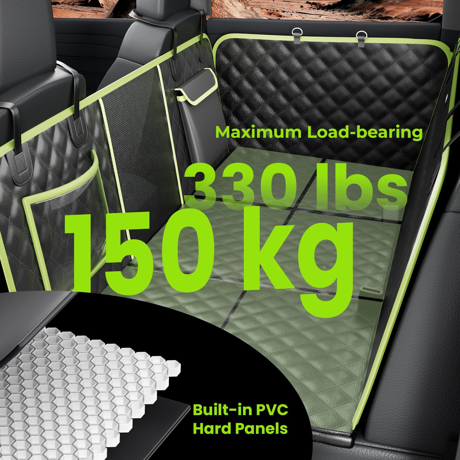 Back Seat Extender For Dogs 57 * 28.7 In, Upgraded Sofa Leather Dog Car Seat Cover For Back Seat, Foldable In The Car, Hard Pvc