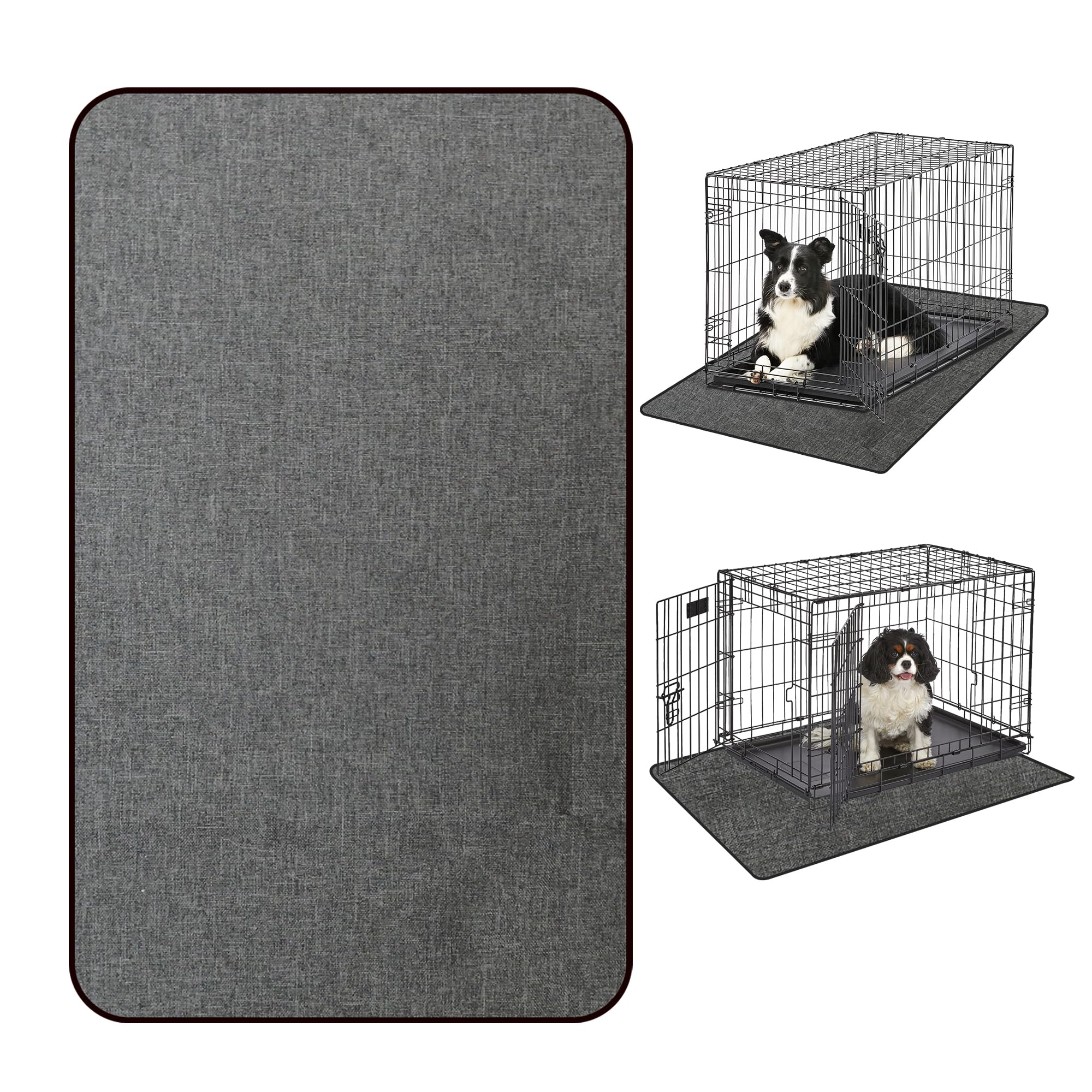 Dog Crate Mat Liner, Washable Pee Pads For Dogs, Absorbs Urine, Non-Slip, Waterproof Under Dog Crate Mat Floor Protector For Ken