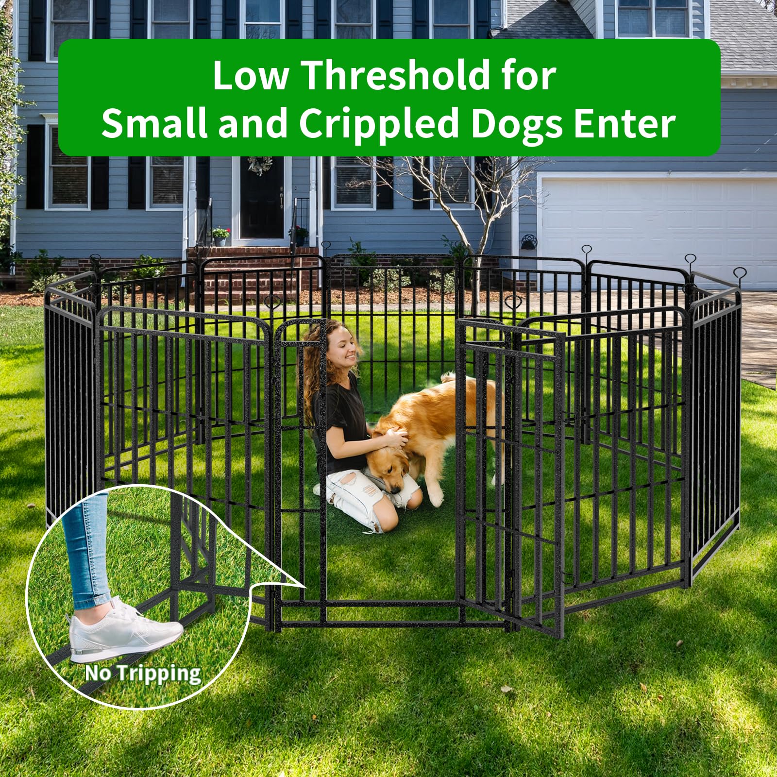 Dog Playpen Outdoor 32 Panels Heavy Duty Dog Fence 47'' Height With Thick Pipe Anti-Rust With Doors Portable For Rv Camping Yard