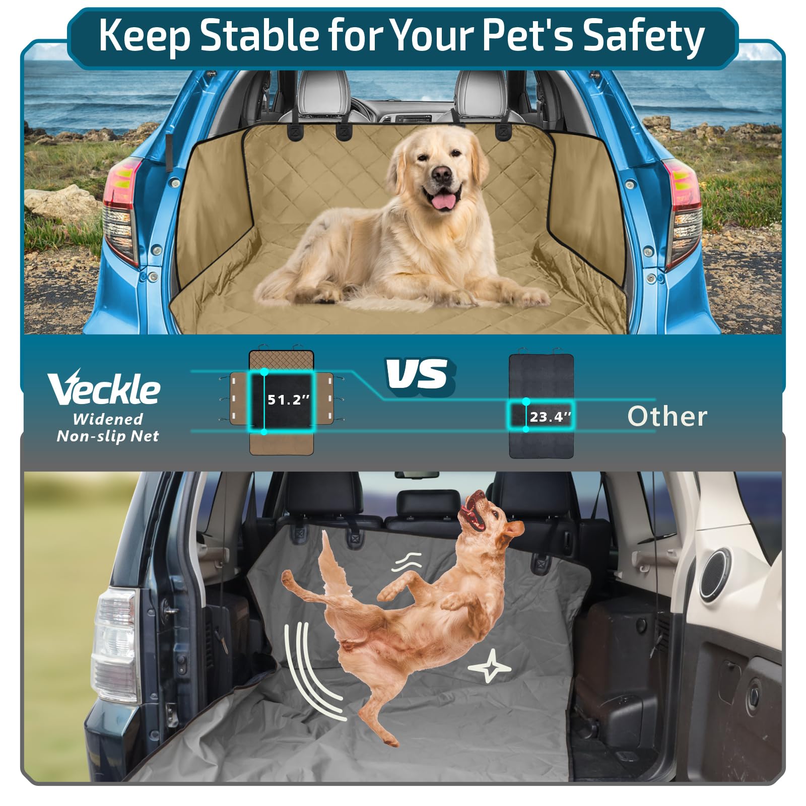 Veckle Cargo Liner, Suv Cargo Cover For Dogs With Side Flaps Hammock Water Resistant Nonslip Dog Seat Cover Cargo Area Protector