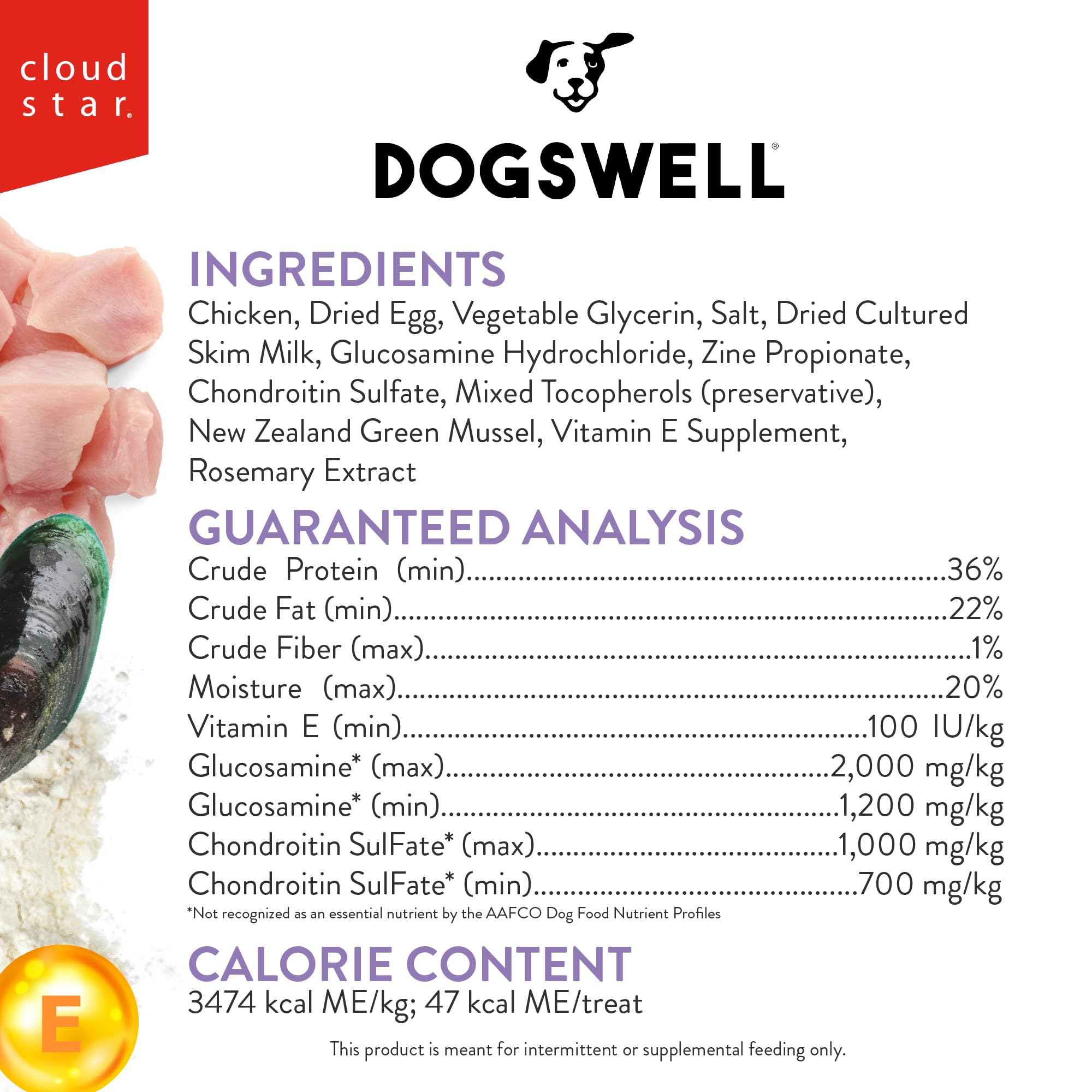DOGSWELL Hip & Joint Dog Treats 100% Meaty, Grain Free, Glucosamine Chondroitin & Omega 3, Chicken Soft Strips 20 oz