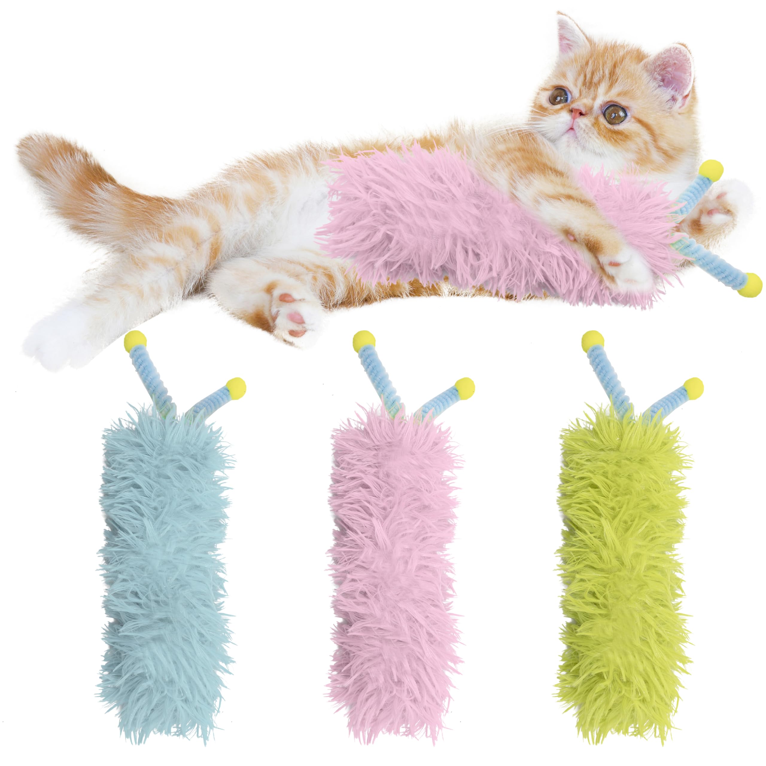 Maiiu 3 Pack Catnip Pillows - Soft And Durable Cat Toys With Antennae, Rich Color, Indoor Interactive Kicker, Companion For Cats