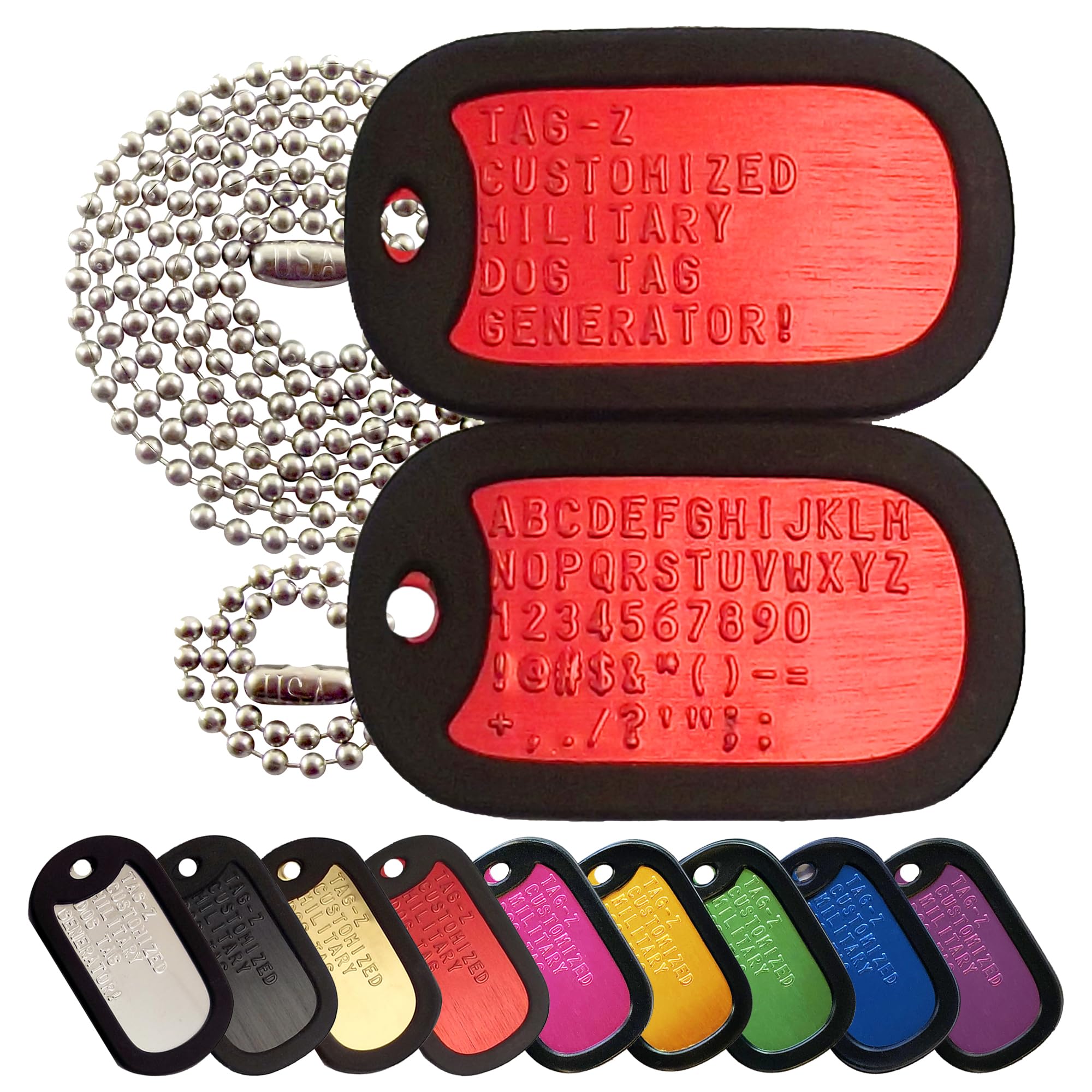 Personalized Military Dog Tags - Red Aluminum