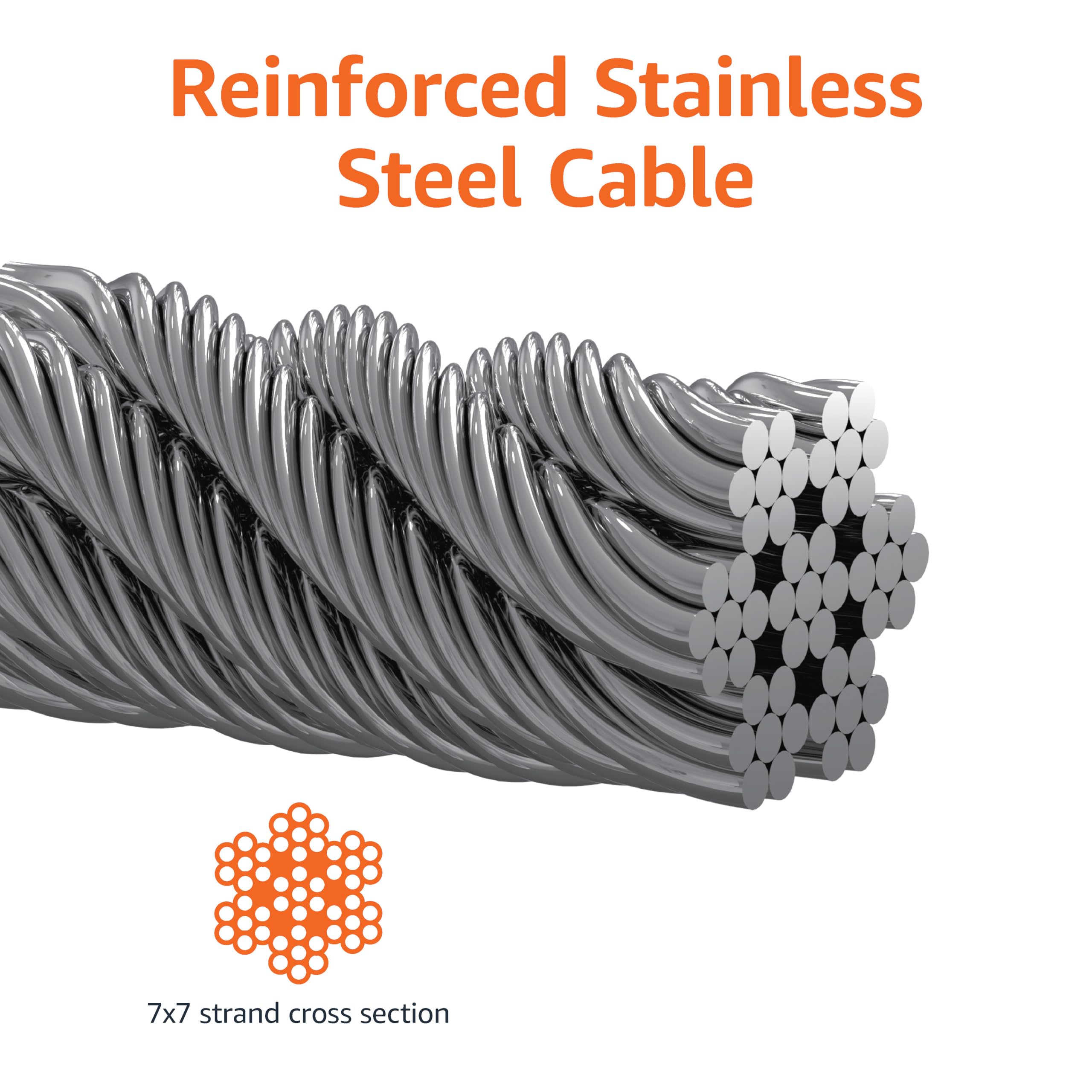 Amazon Basics Tie-Out Cable For Dogs Up To 90 Lbs, 25 Feet, White