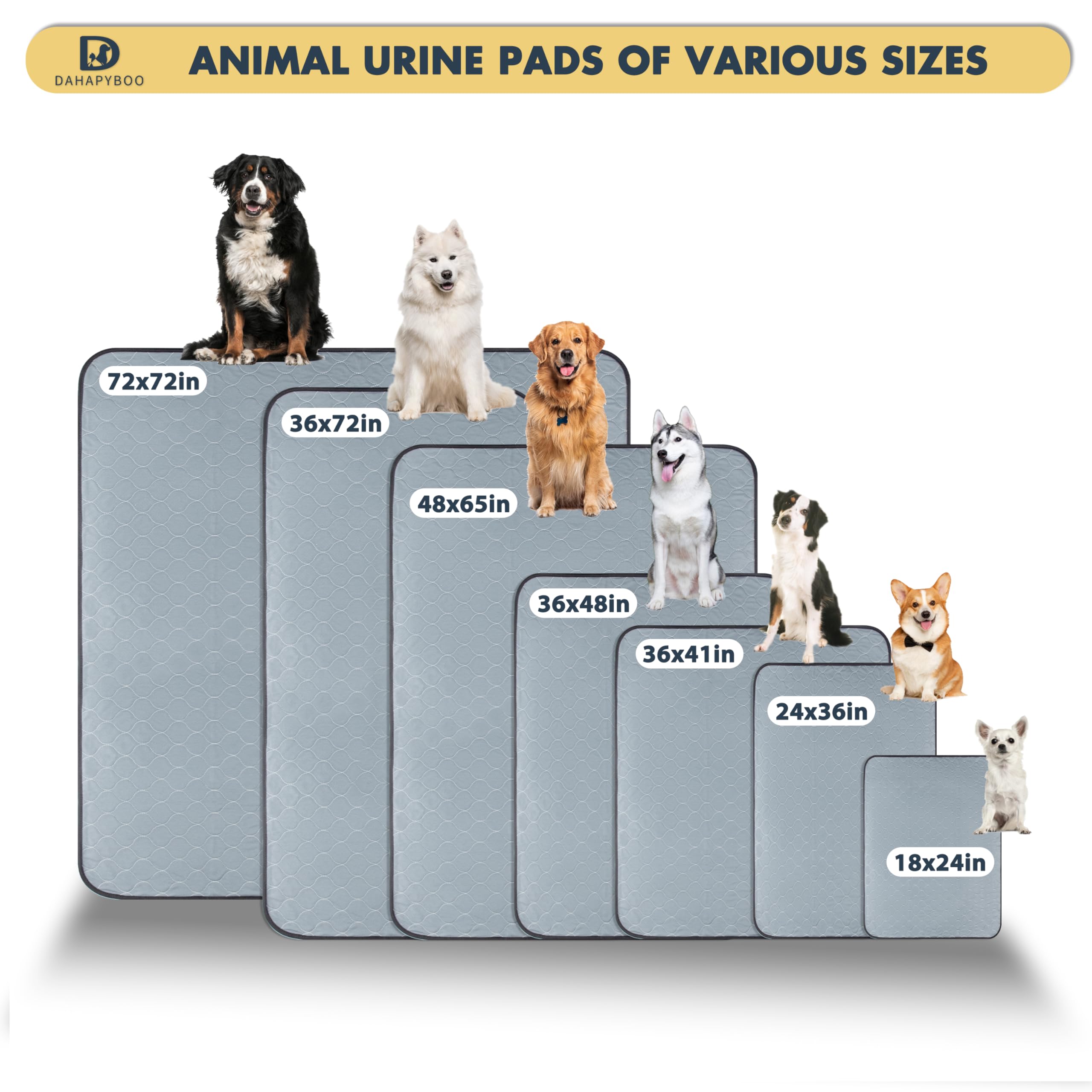Dahapyboo Extra Large Washable Pee Pads For Dogs,2Pack Reusable Puppy Pads For Dogs,72X72 Non-Slip Waterproof Pet Training Pads