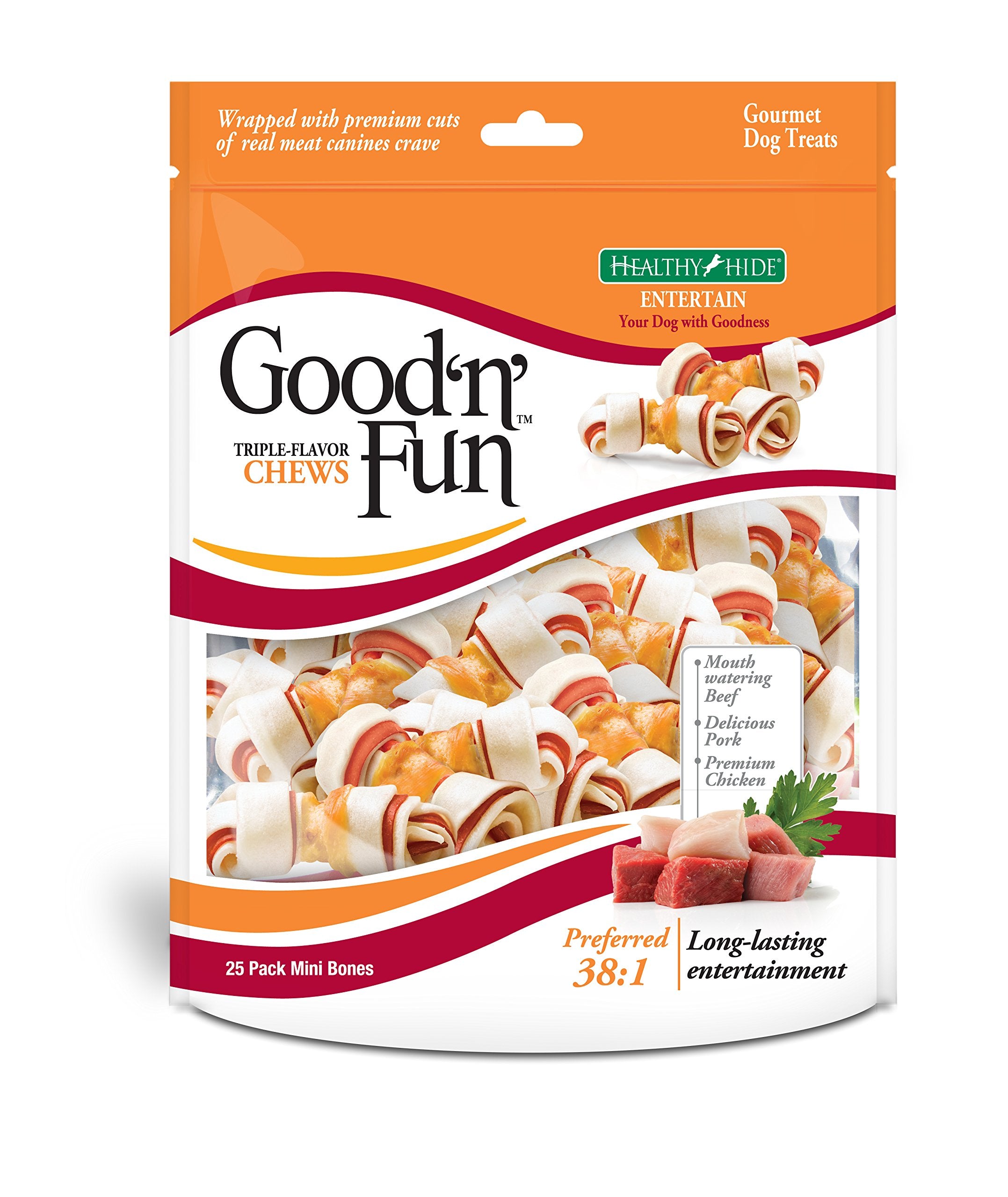 Healthy Hide Goodn Fun Triple-Flavor Chews Mini Beef, Pork and Chicken