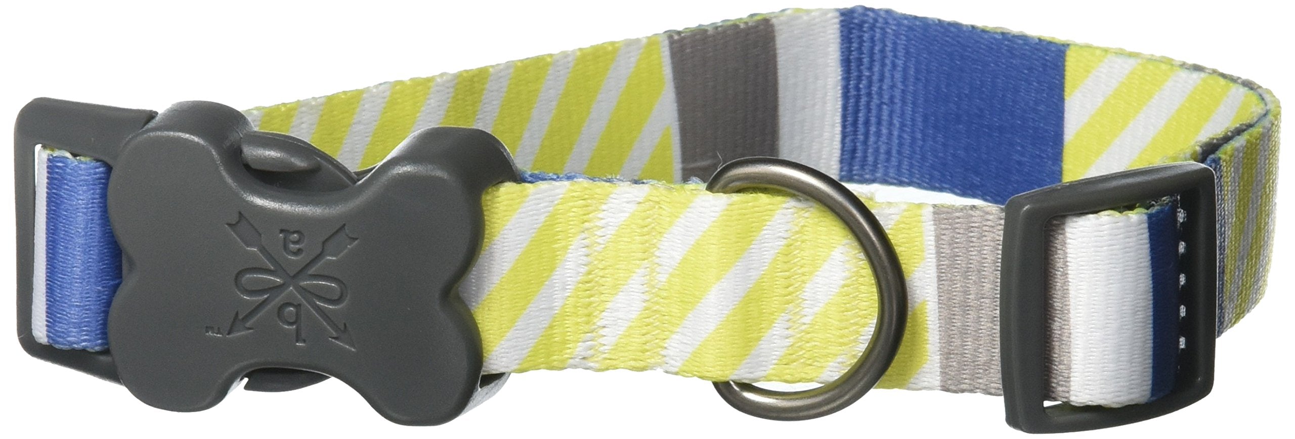 Bow & Arrow Pet Dog Collar, Nautical Stripe Adjustable Dog Collar, Large, 1-1/4 Inches Wide, 17-25 Inches Long, Indigo