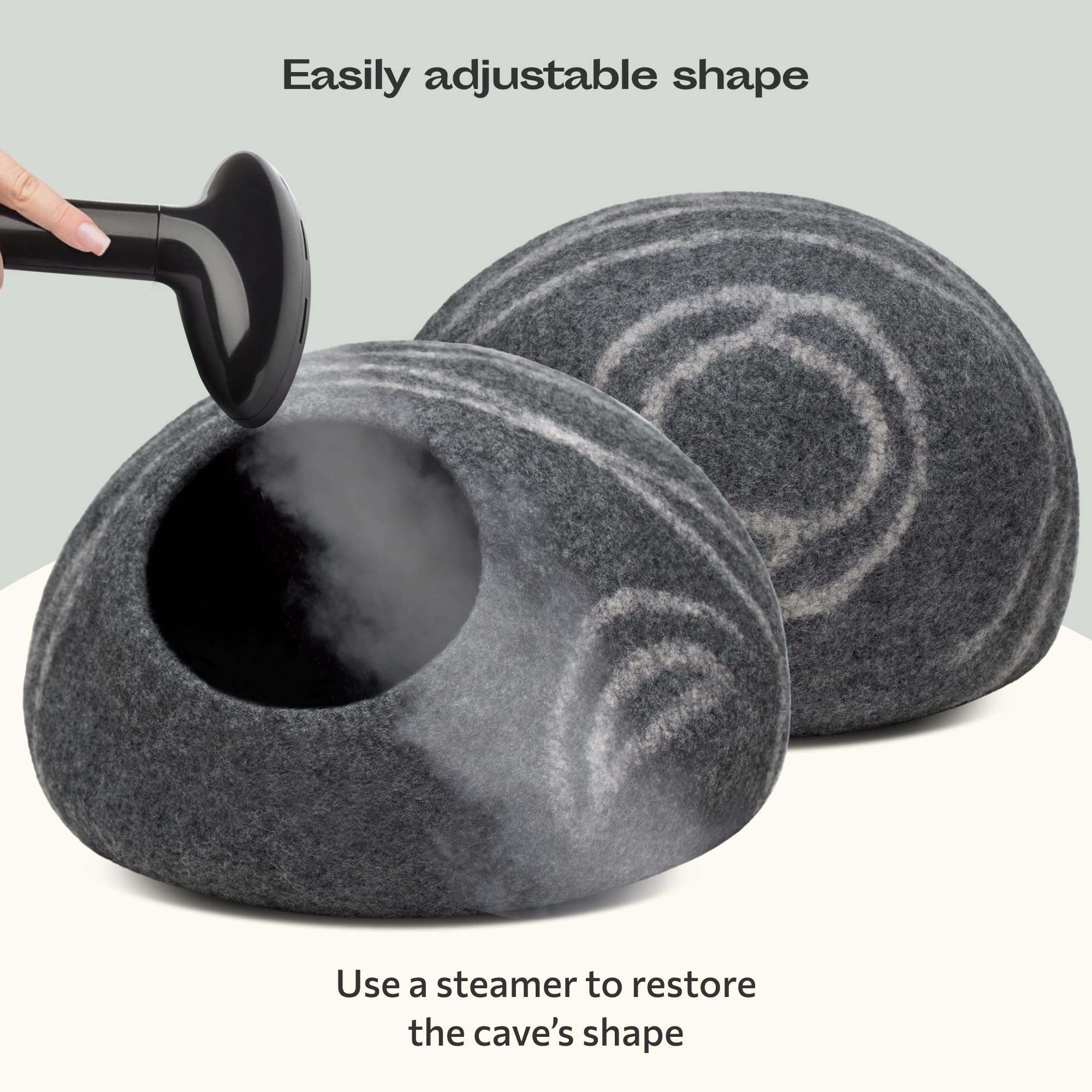 Meowfia Cat Cave - Premium Felt Cat Bed For Indoor Cats, Handmade 100% Merino Wool (Dark Shades) (Large, Dark Grey)