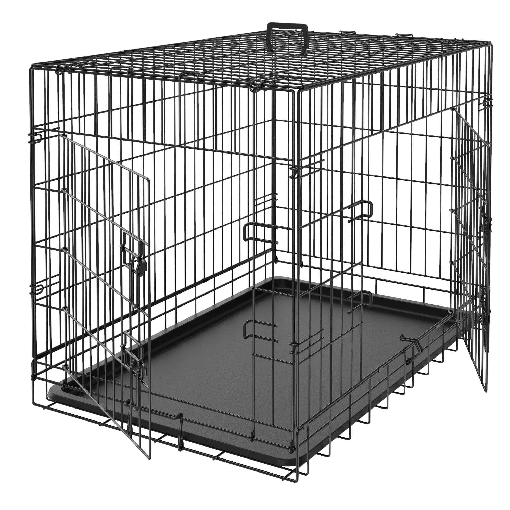 Pet Republic Dog Crates For Large Dogs Folding Metal Wire Dog Gage Double Door 30/36/42Inches Dog Kennel Indoor Outdoor Pet Grates