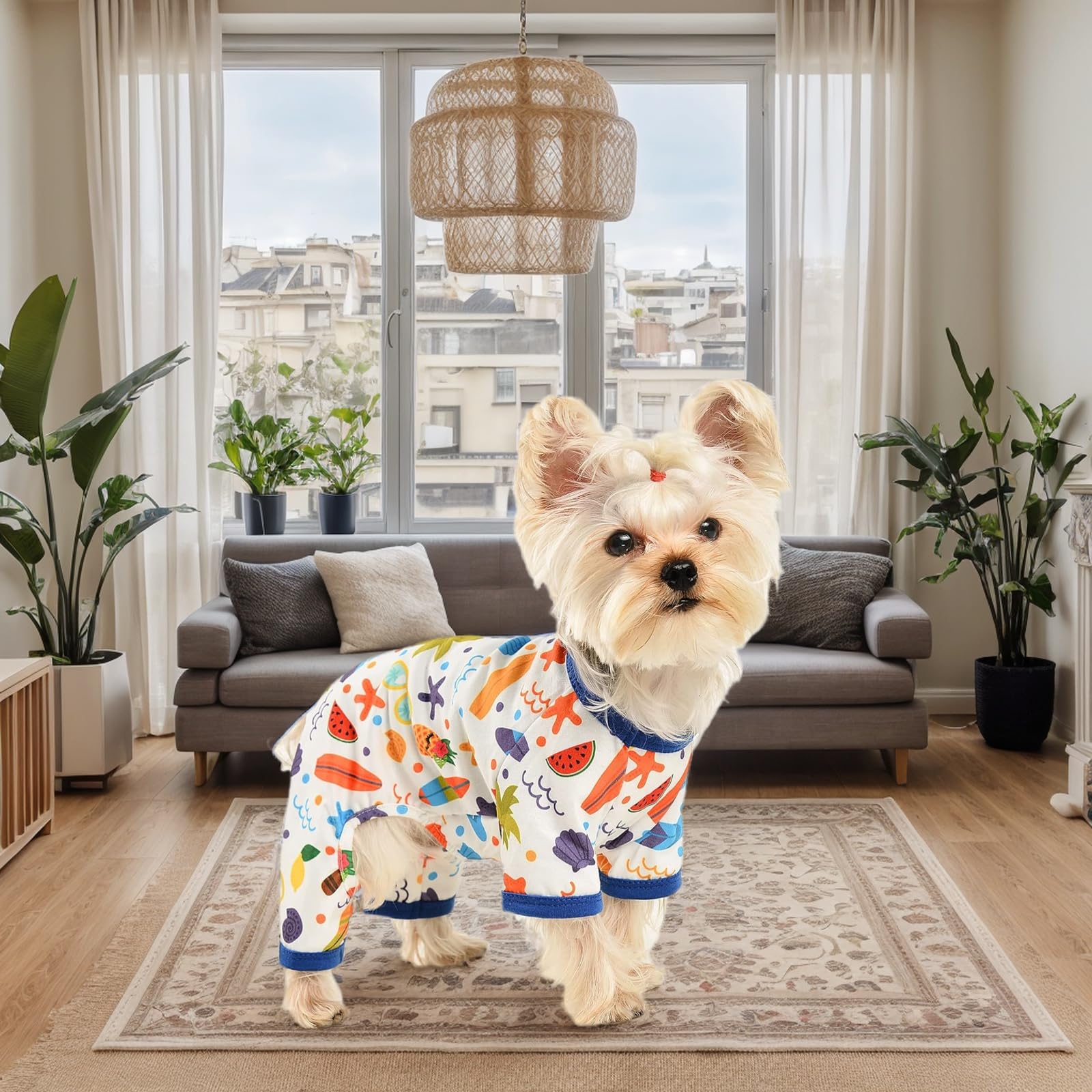 Dog Pajamas For Small Medium Dog Boy Girl, Fruit Banana Avocado Pattern, Spring Summer Dog Clothes Pet Jammies, Puppy Pjs, Doggi