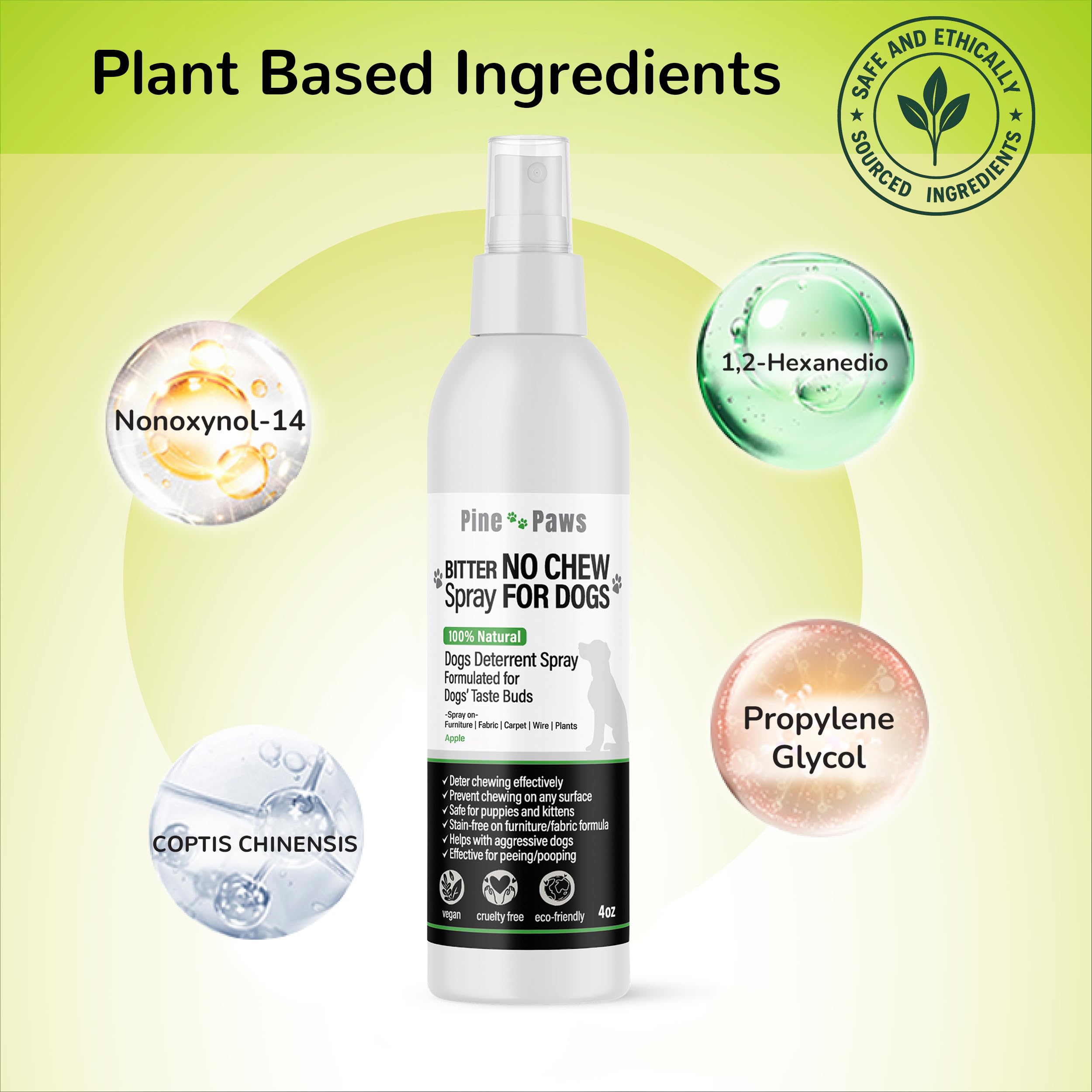 Bitter Apple No Chew Spray For Dogs - 100% Natural Dog Deterrent Spray For Hot Spots And Home - Deter Chewing On Any Surface - S