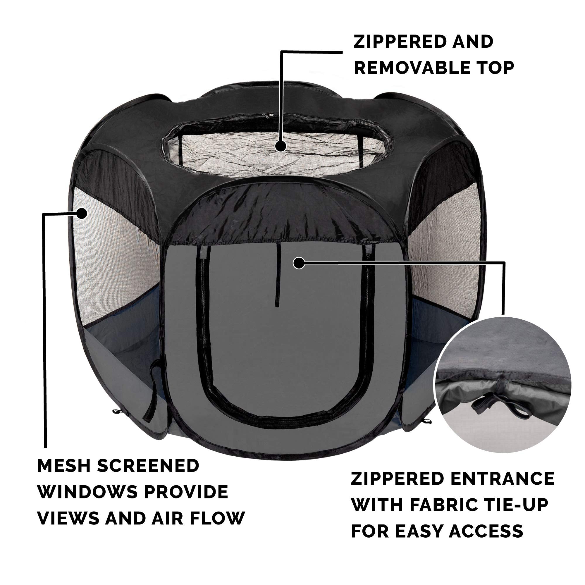 Furhaven Portable Dog Playpen Cat Tent, Pet Playground/Kennel Foldable Indoor Outdoor Zippered Puppy Crate - Gray, Extra Large