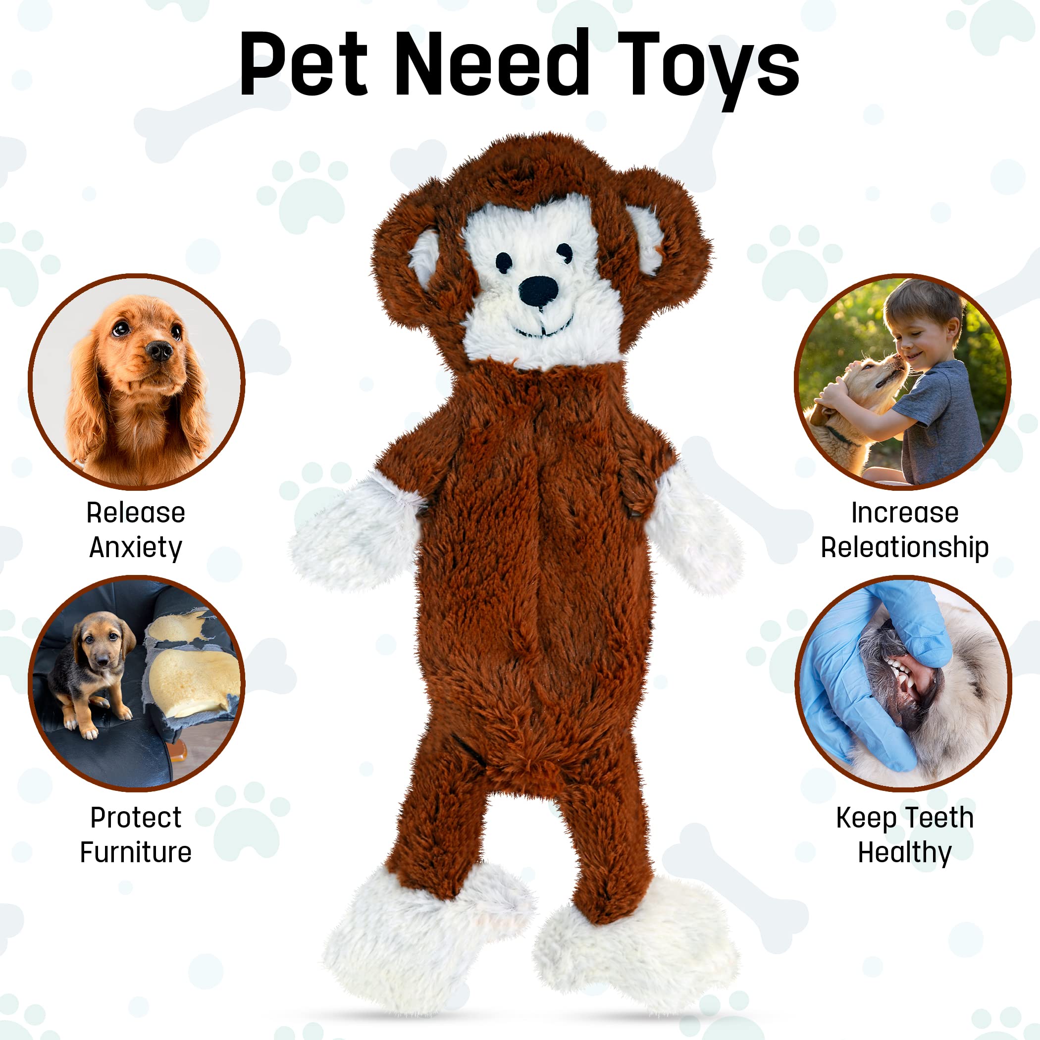 Fga Marketplace Pack Of 3 Flat No Stuffing No Squeak Plush Dog Toy, Funny Style Will Entertain Your Pet For Hours, Recommended F