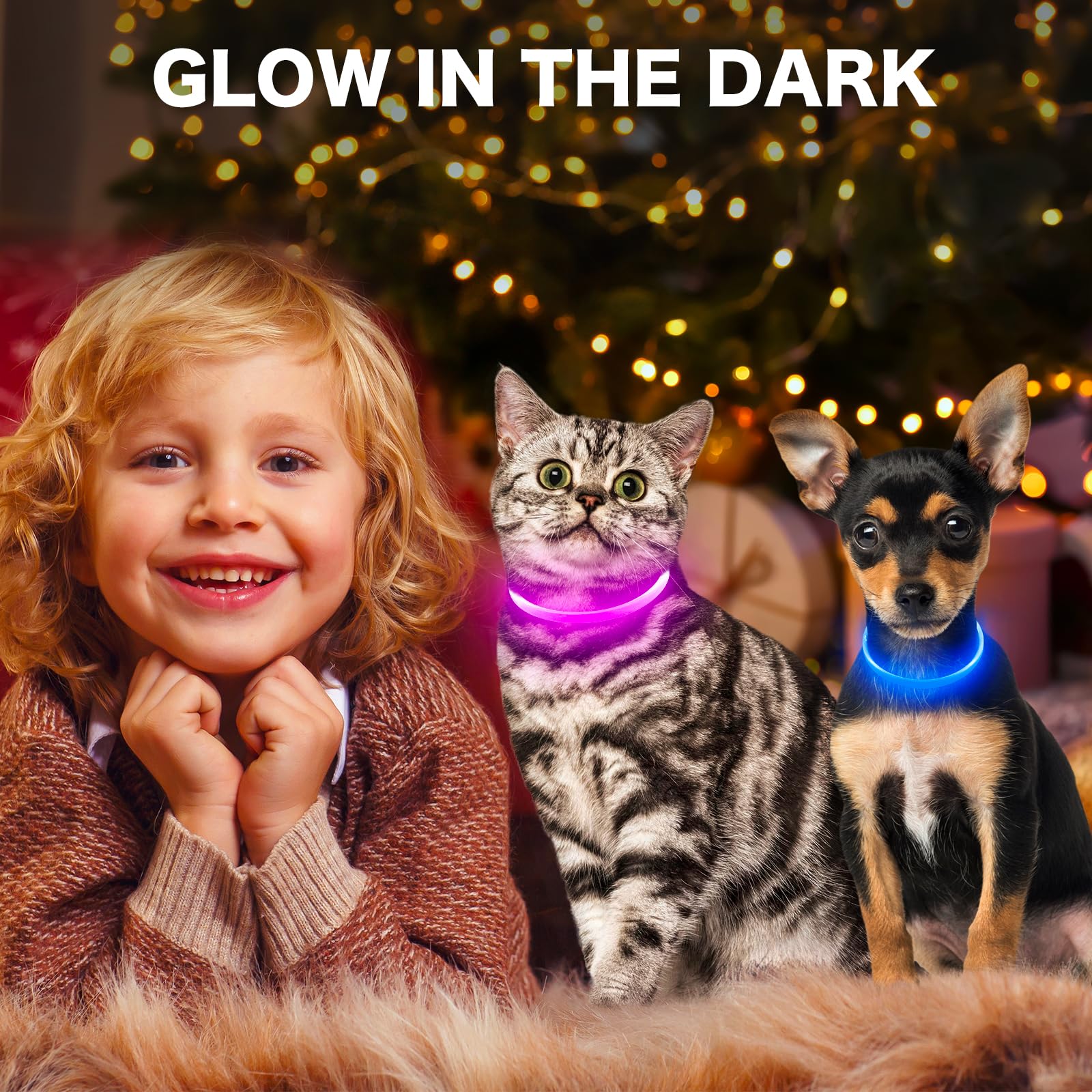 Bseen Light Up Dog Collar, Rechargeable Led Puppy Collar Waterproof Glowing Pet Collar Tpu Cuttable Lighted Dog Collar For Small Medium Large Dogs (Xs- Blue(40Cm))