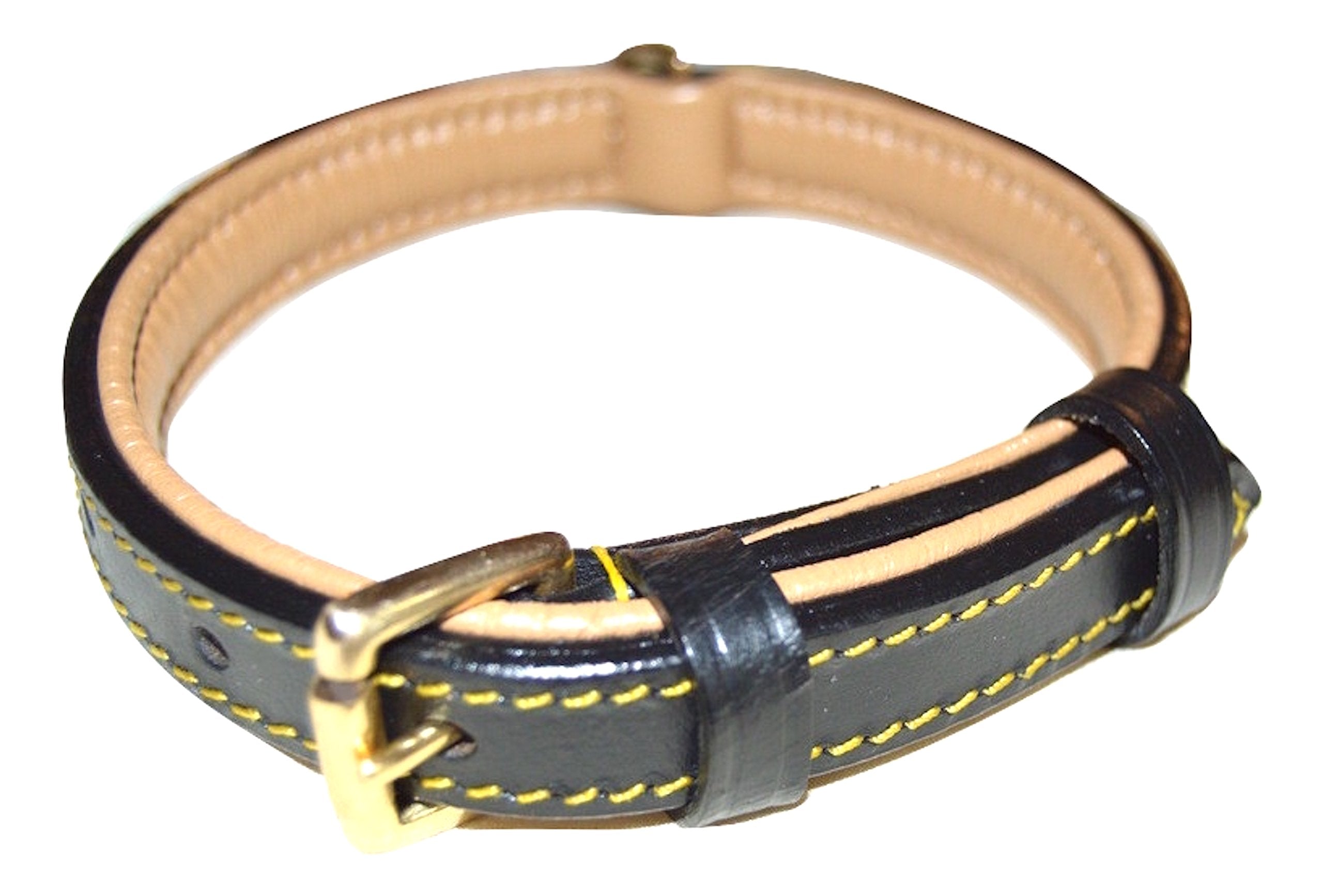 Soft Touch Collars Padded Leather Dog Collar, Size Small, Brown With Light Pink Padding, 16'' Long X 5/8 Wide, Neck Size 11'' To