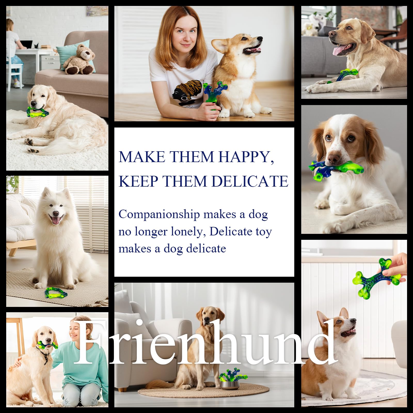 Frienhund 9-Pack Durable Dog Toys for Large Dogs: Durable Chew Toys for Large Breed, Indestructible Dog Toy for Aggressive Chewe