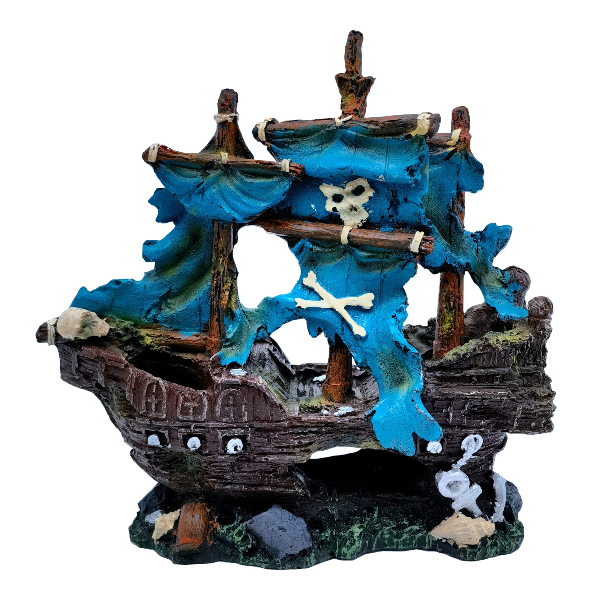 M2Cbridge Antique Roman Column Ruins European Castle Aquarium Decorations Fish Tank Hideout Rocks (Blue Pirate Shipwreck)