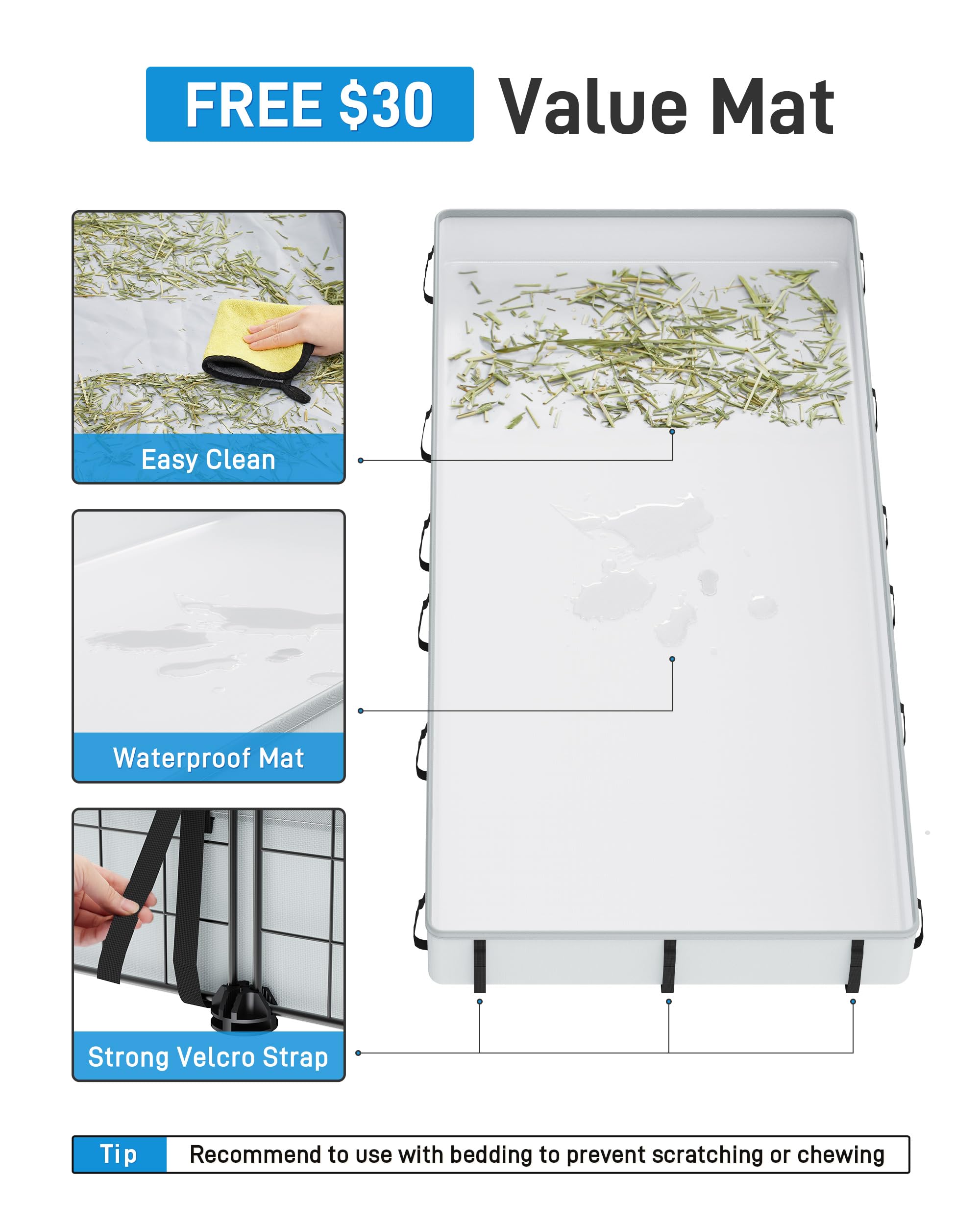 Bucatstate 20 Panels Guinea Pigs Cages, Small Animal Playpen With Waterproof Mat, 47'' L*24'' W*12'' H Metal Hedgehog Enclosure