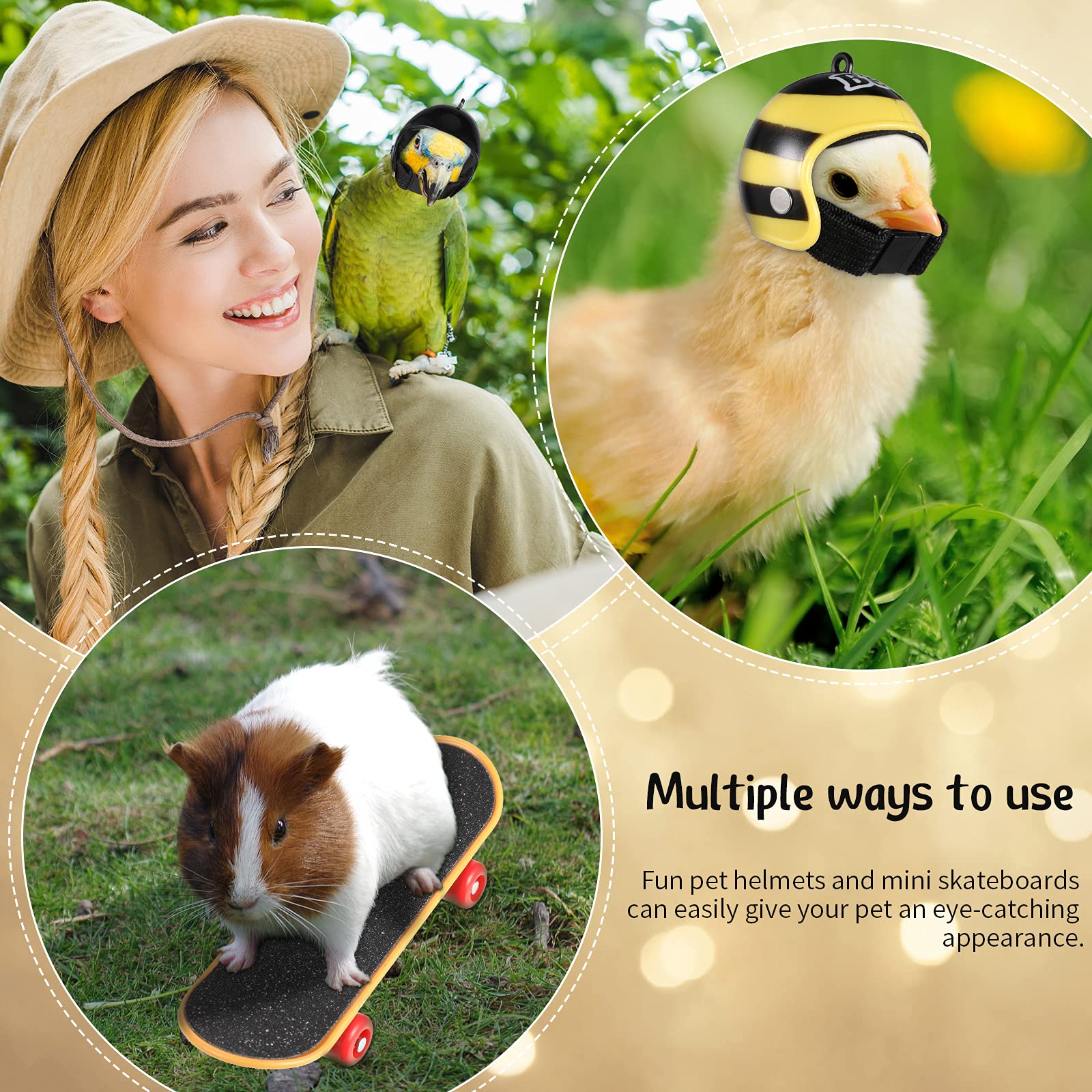 Frienda 4 Pieces Bearded Dragon Accessories Toy Set Bearded Dragon Funny Toy Lizard Helmet Hat And Mini Skateboard For Lizard Bearded Dragon Turtle Hamster Parrot Reptile Small Animals Pets