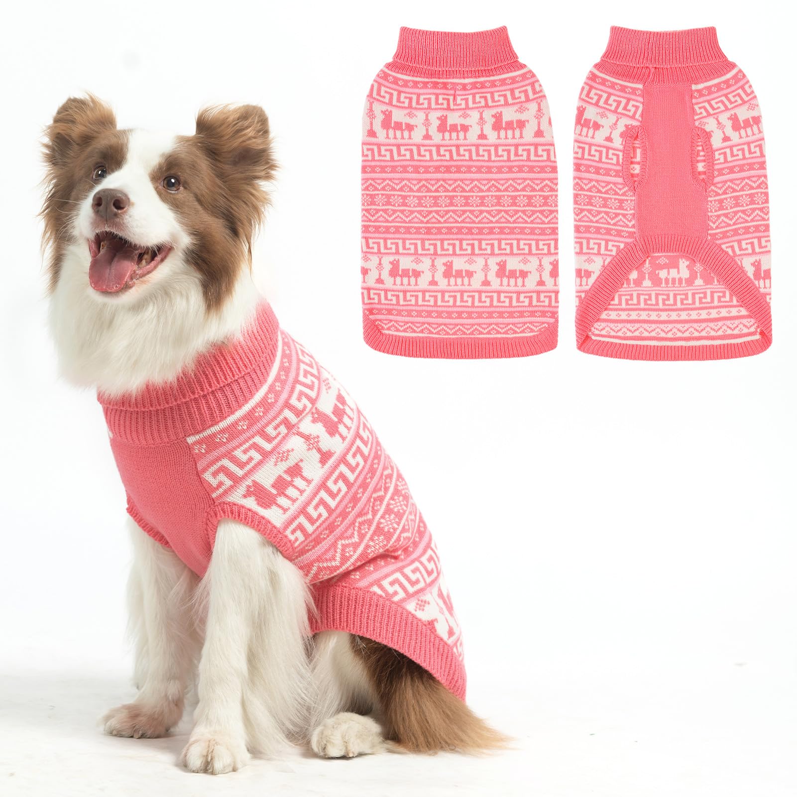 Scenereal Dog Sweater - Medium/Large Size Girls Boys Turtleneck Winter Dog Clothes, Christmas Pet Outfits, Knit Nasal Case, Fren