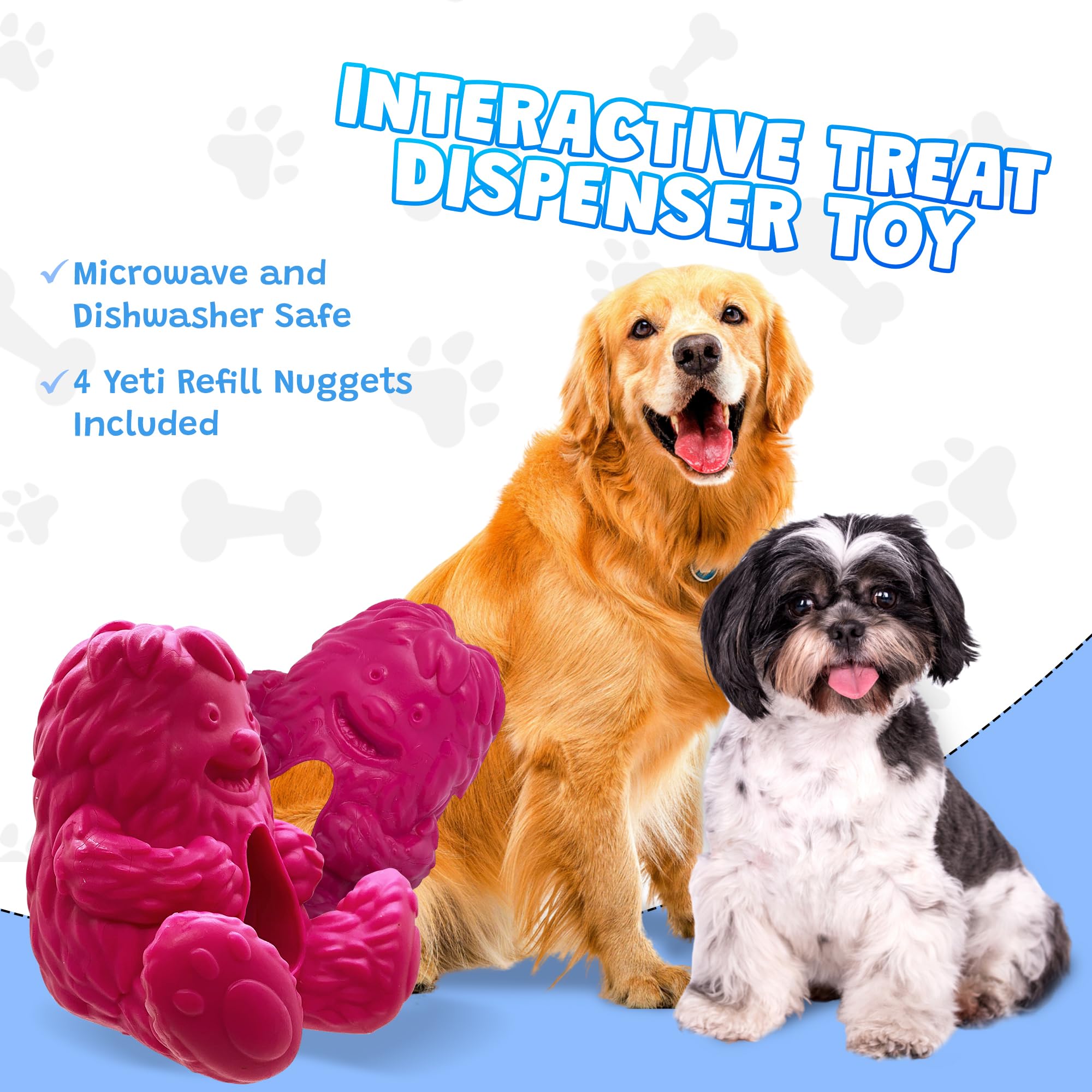 Yeti Puff & Play Dog Toy – Chew Holder & Treat Dispenser For Light To Moderate Chewers – Interactive Puzzle Toy For Teething & Behavior Training – Yeti Orange (Pink, Yeti)