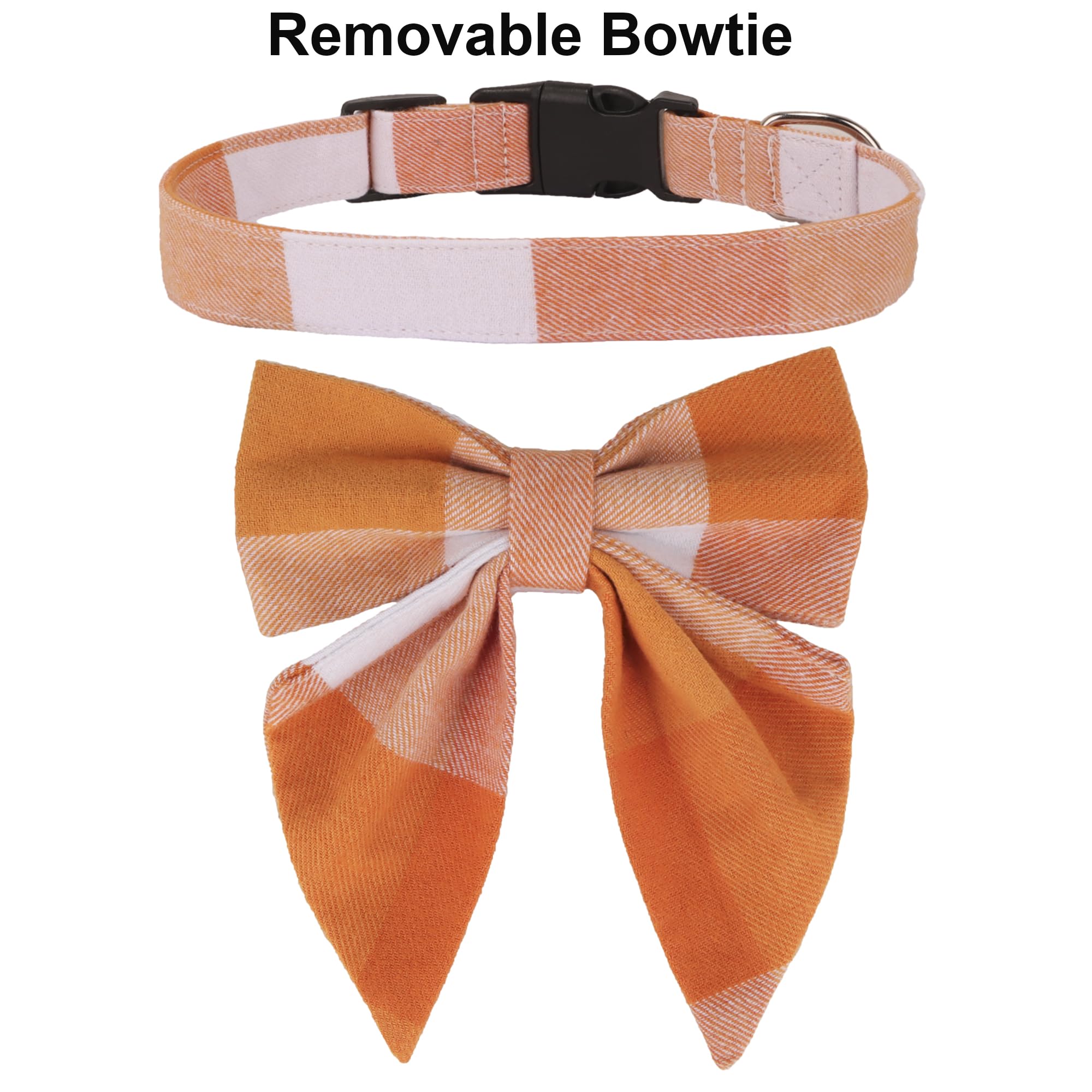 Adoggygo Fall Dog Collar With Bow, Halloween Thanksgiving Dog Bowtie Collar, Adjustable Orange Dog Fall Collars For Small Medium Large Dogs Pets (Small, Fall)