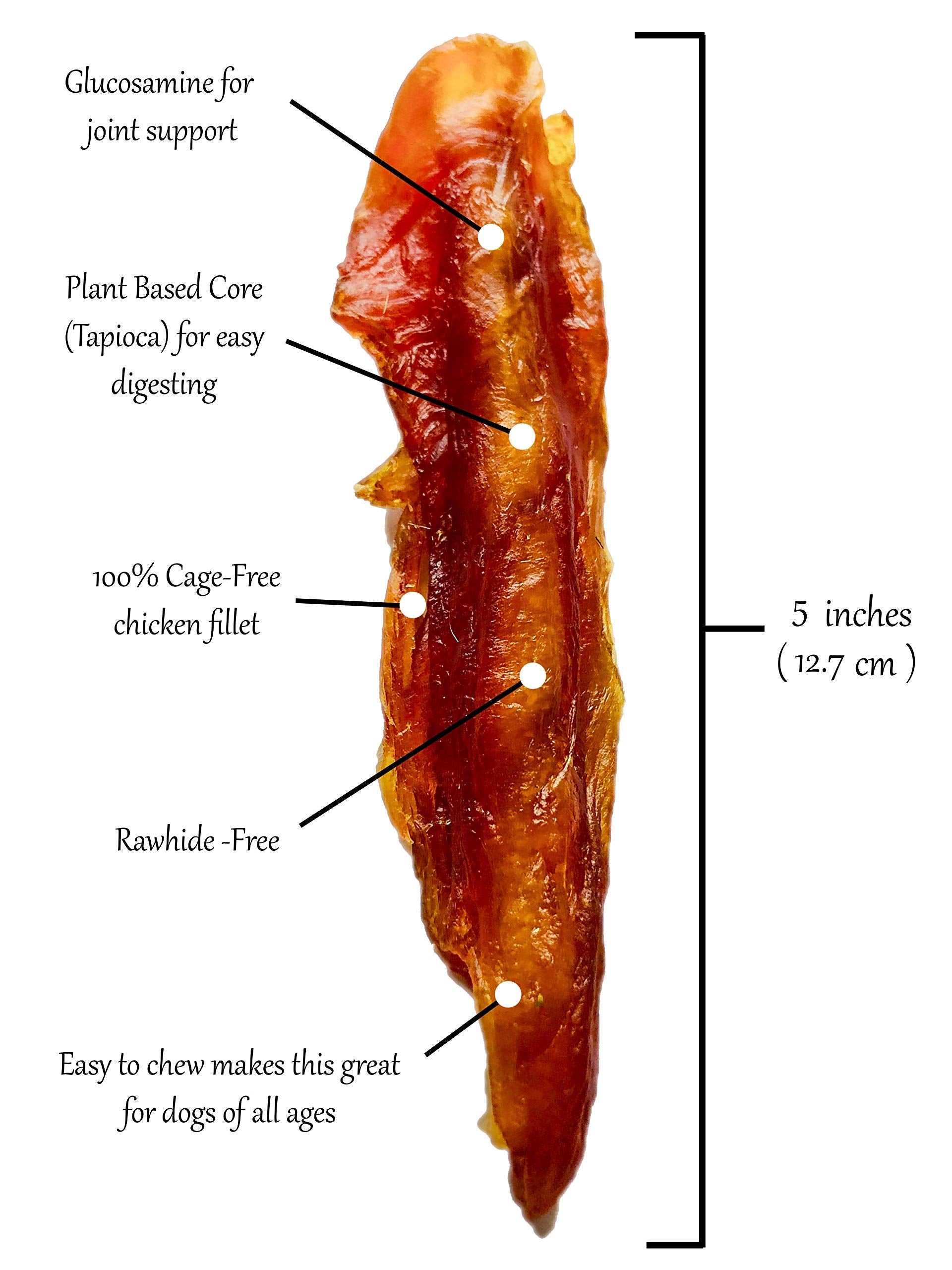 Renas Recipe Chicken Fillet Sticks (8 Count) Rawhide Free Chicken Fillet Wrapped Chews with Glucosamine for Joint Health