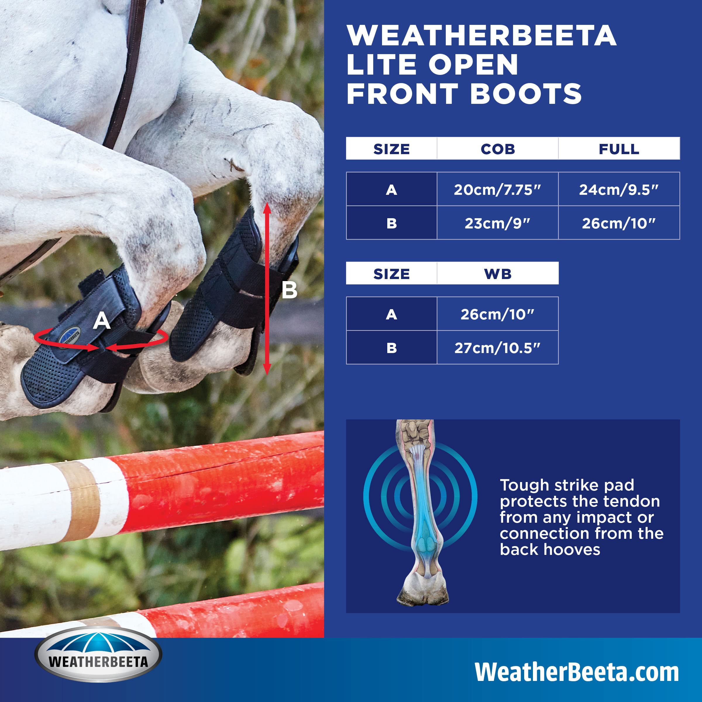 Weatherbeeta Lite Open Front Boots, White, Cob