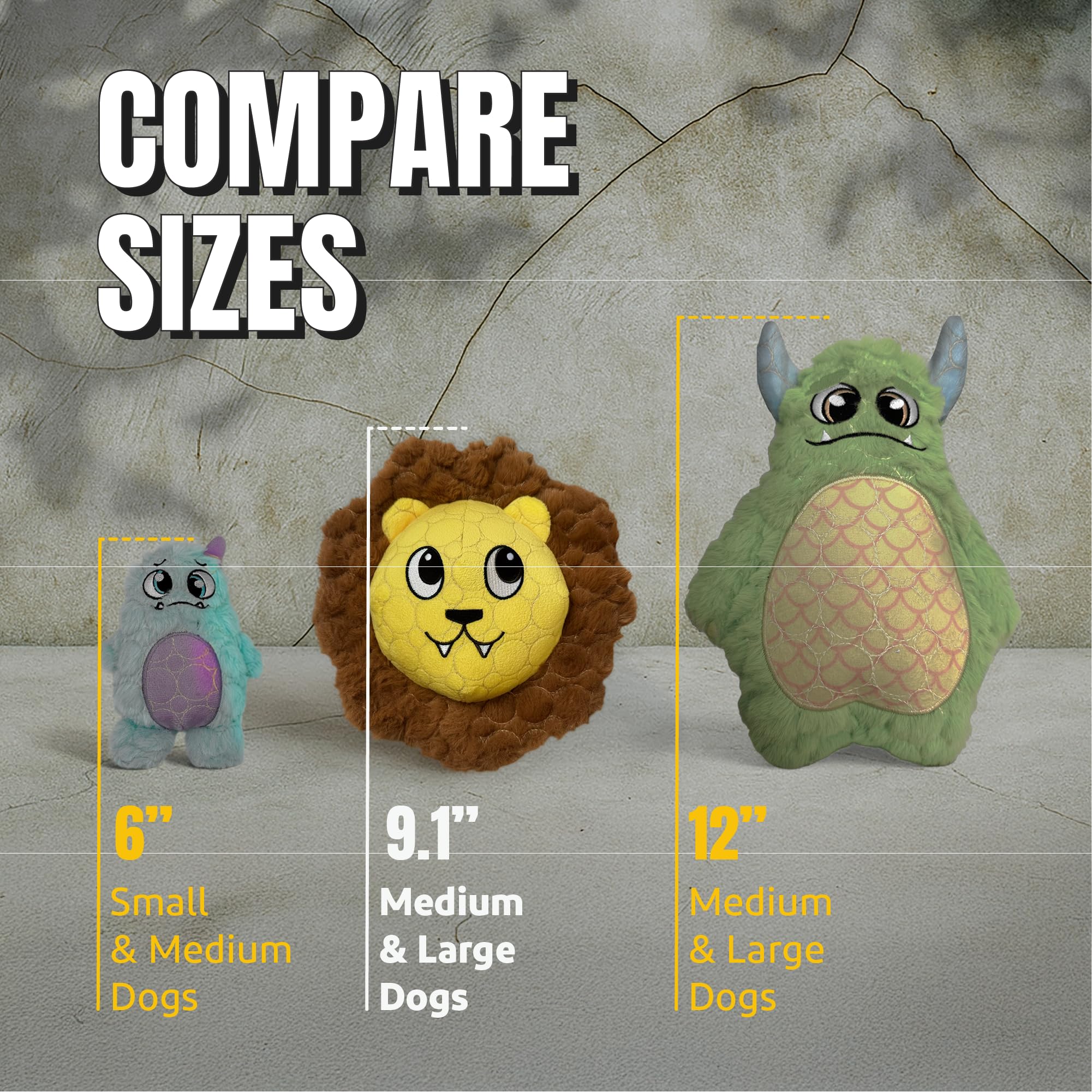 Bite Force -Durable & Strong Dog Toy Mighty Leo with Squeaker, Kevlar-Reinforced for Aggressive Chewers for Small Medium Large D